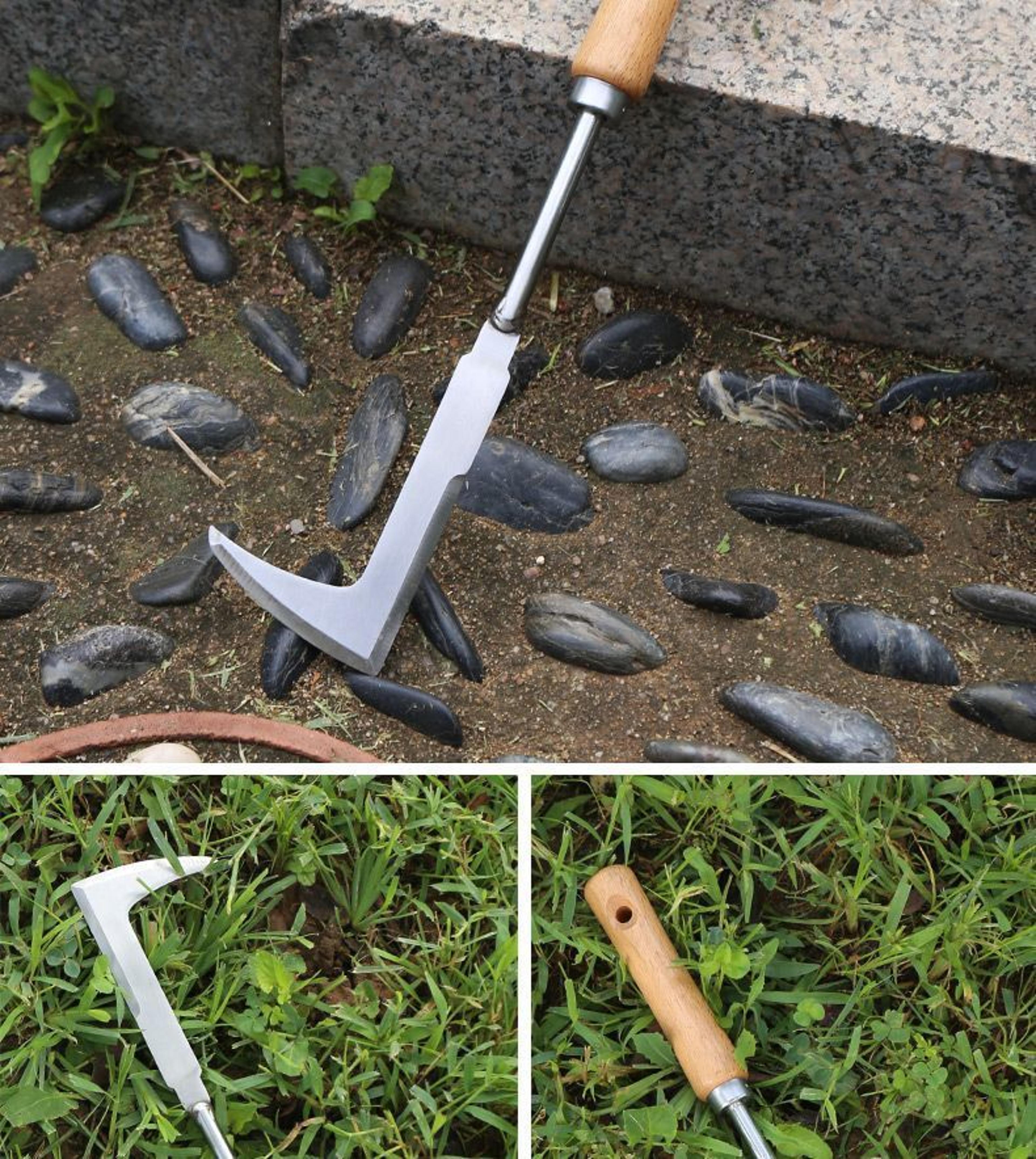 Rafford Crevice Weeder Stainless Steel Root Remover Tool With Wooden Handle For Garden  Paving Gaps 4