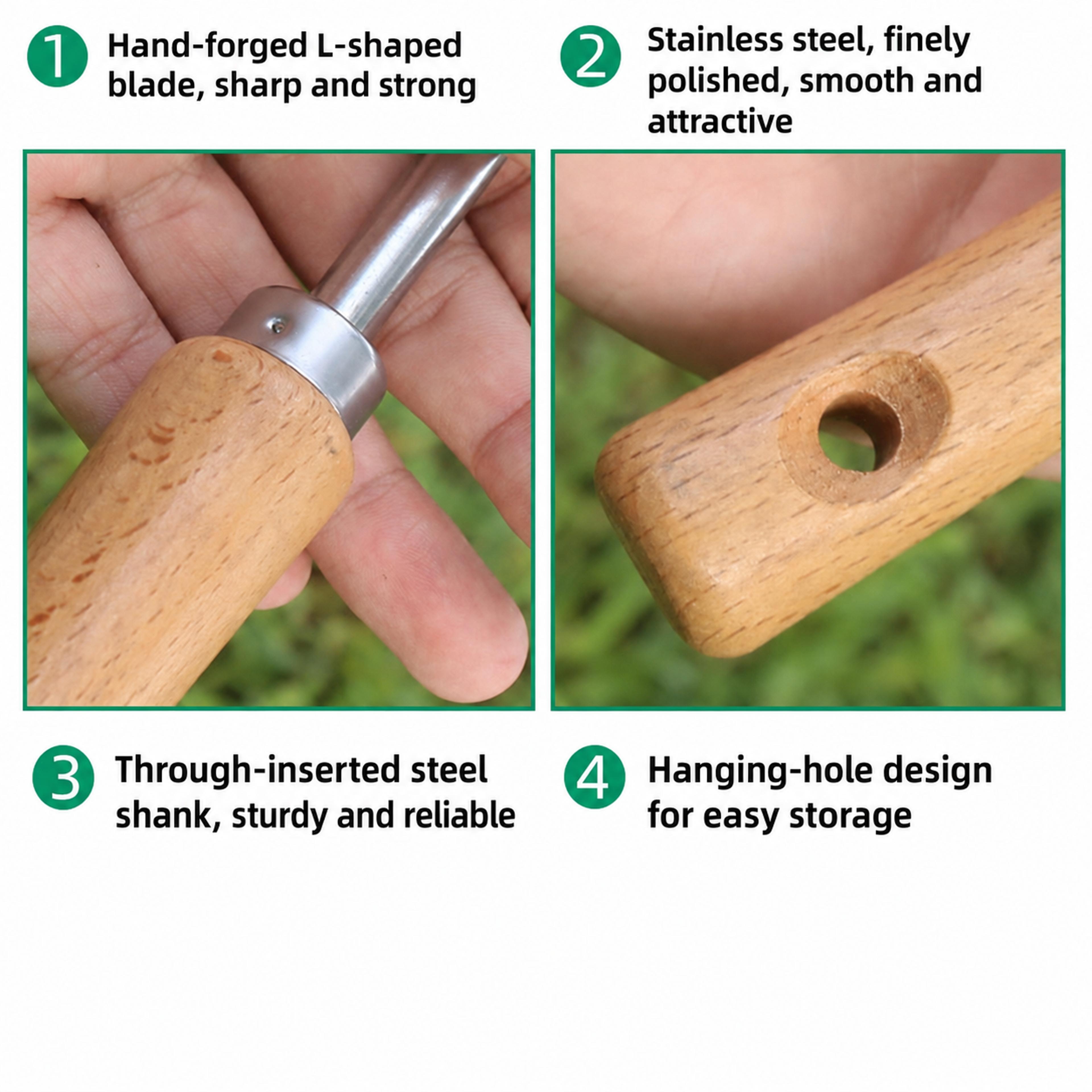 Rafford Crevice Weeder Stainless Steel Root Remover Tool With Wooden Handle For Garden  Paving Gaps 5