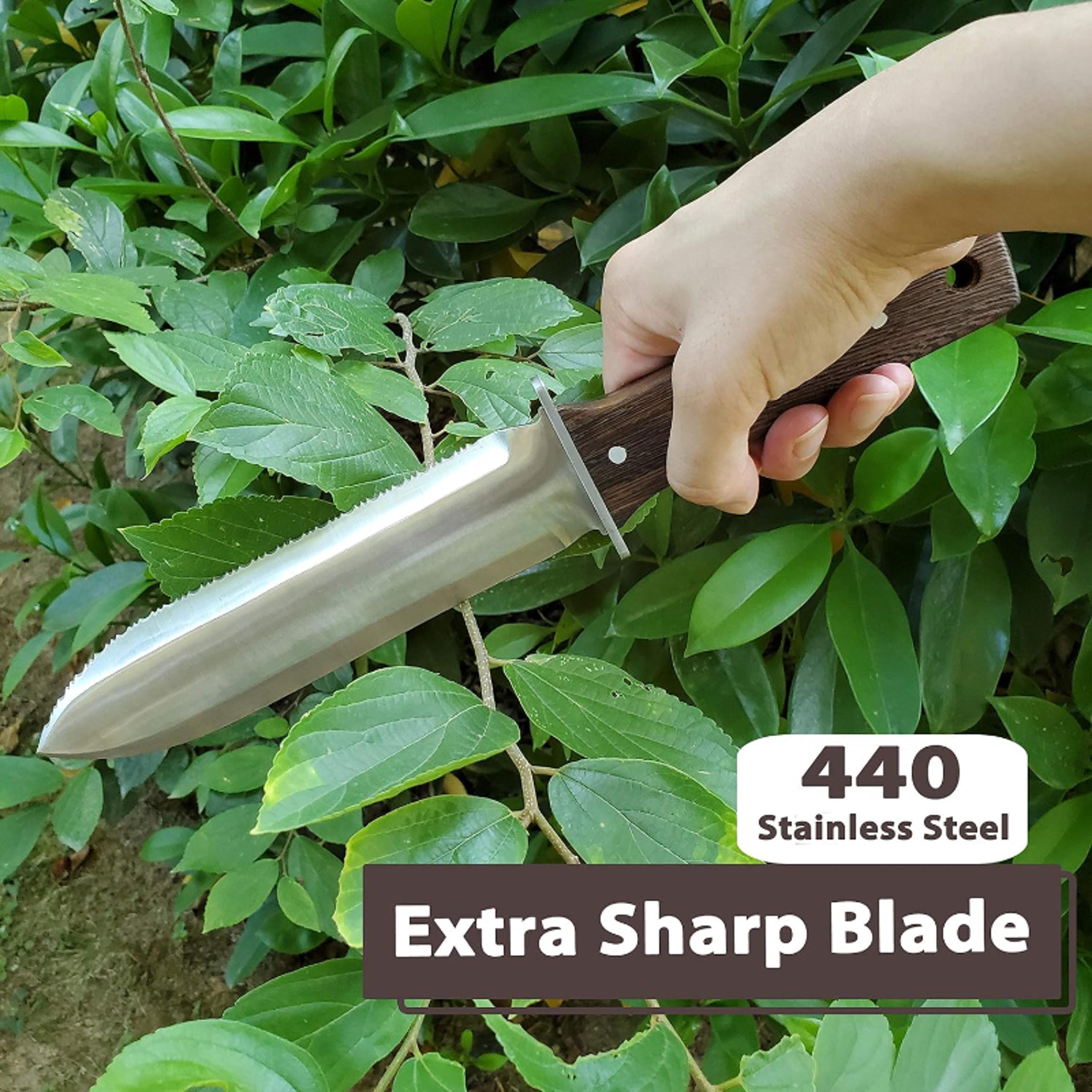 Professional Hori Hori Garden Knife With Leather Sheath For Weeding Digging  Planting 3