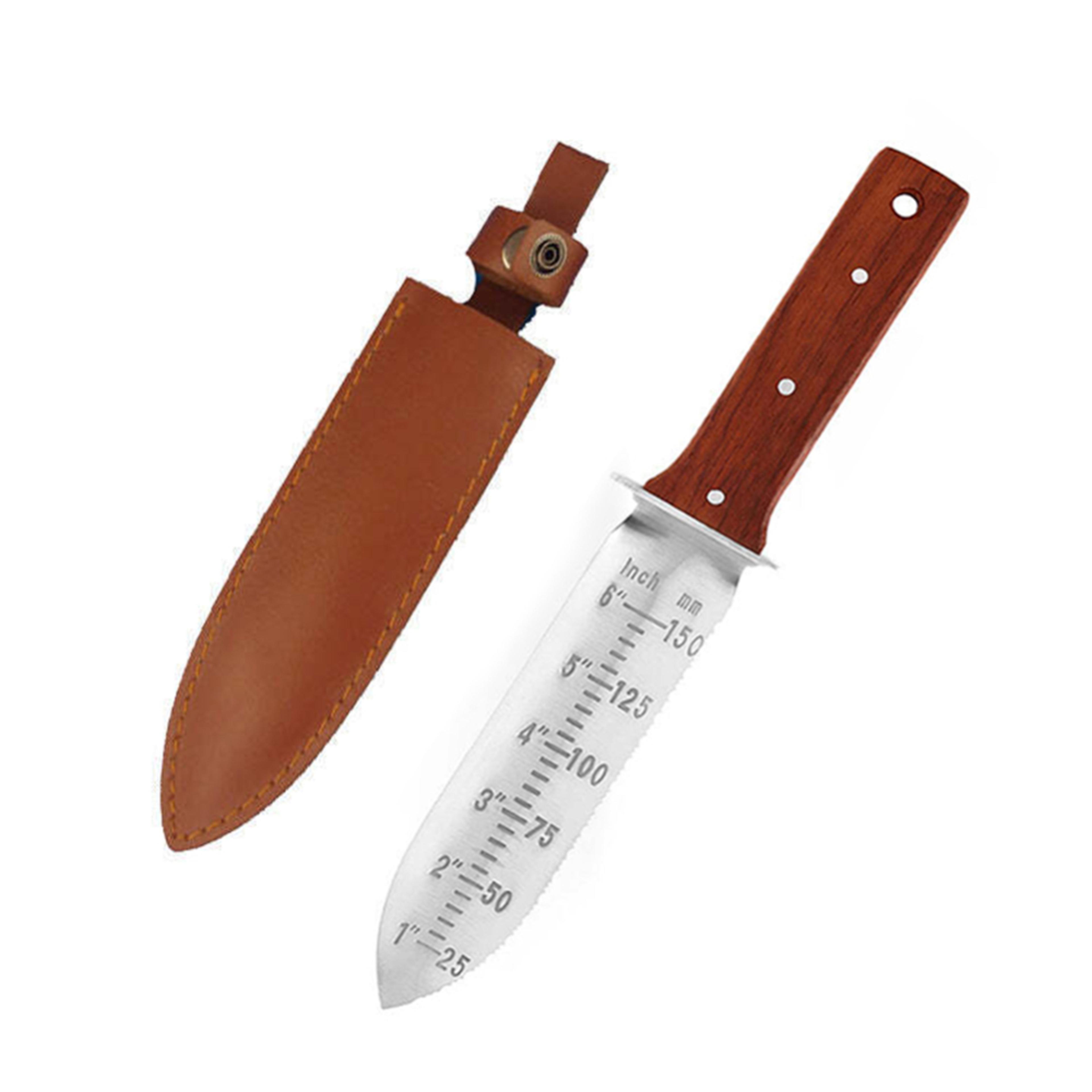 Professional Hori Hori Garden Knife With Leather Sheath For Weeding Digging  Planting 5
