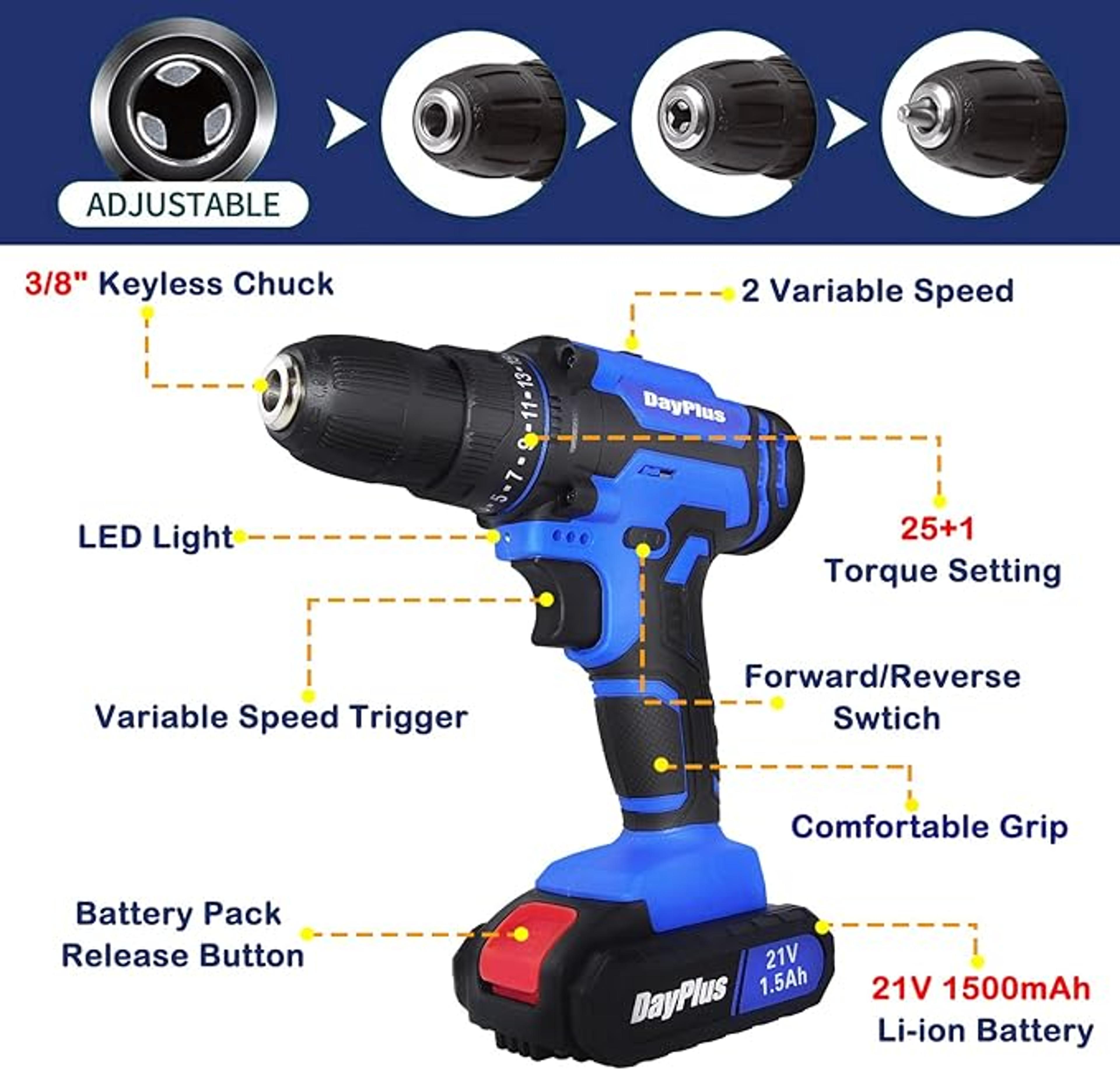 Cordless Drill Driver Kit Compact Electric Power Drill For DIY Repairs And Home Projects 1