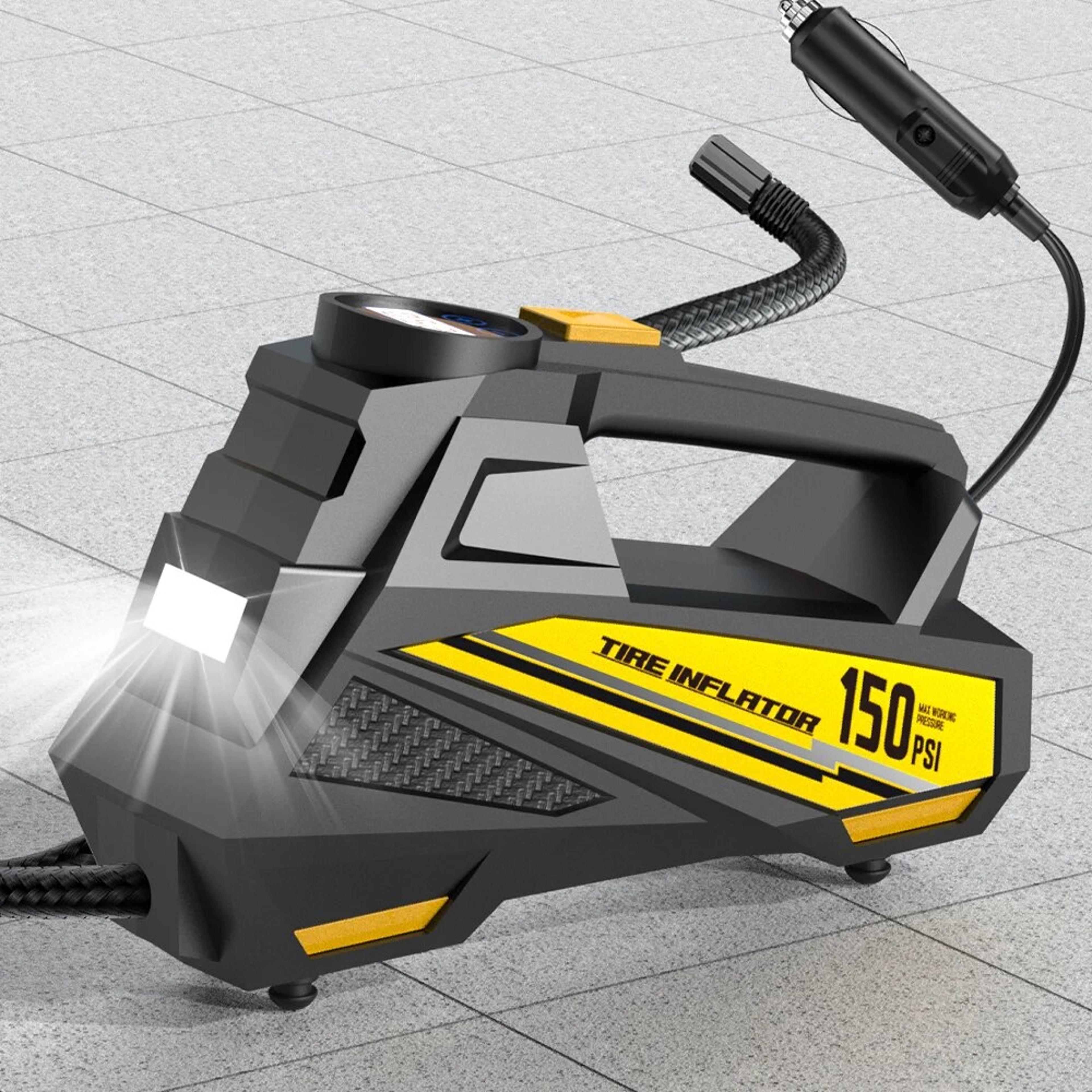 portable electric tire inflator pump with led light car air compressor