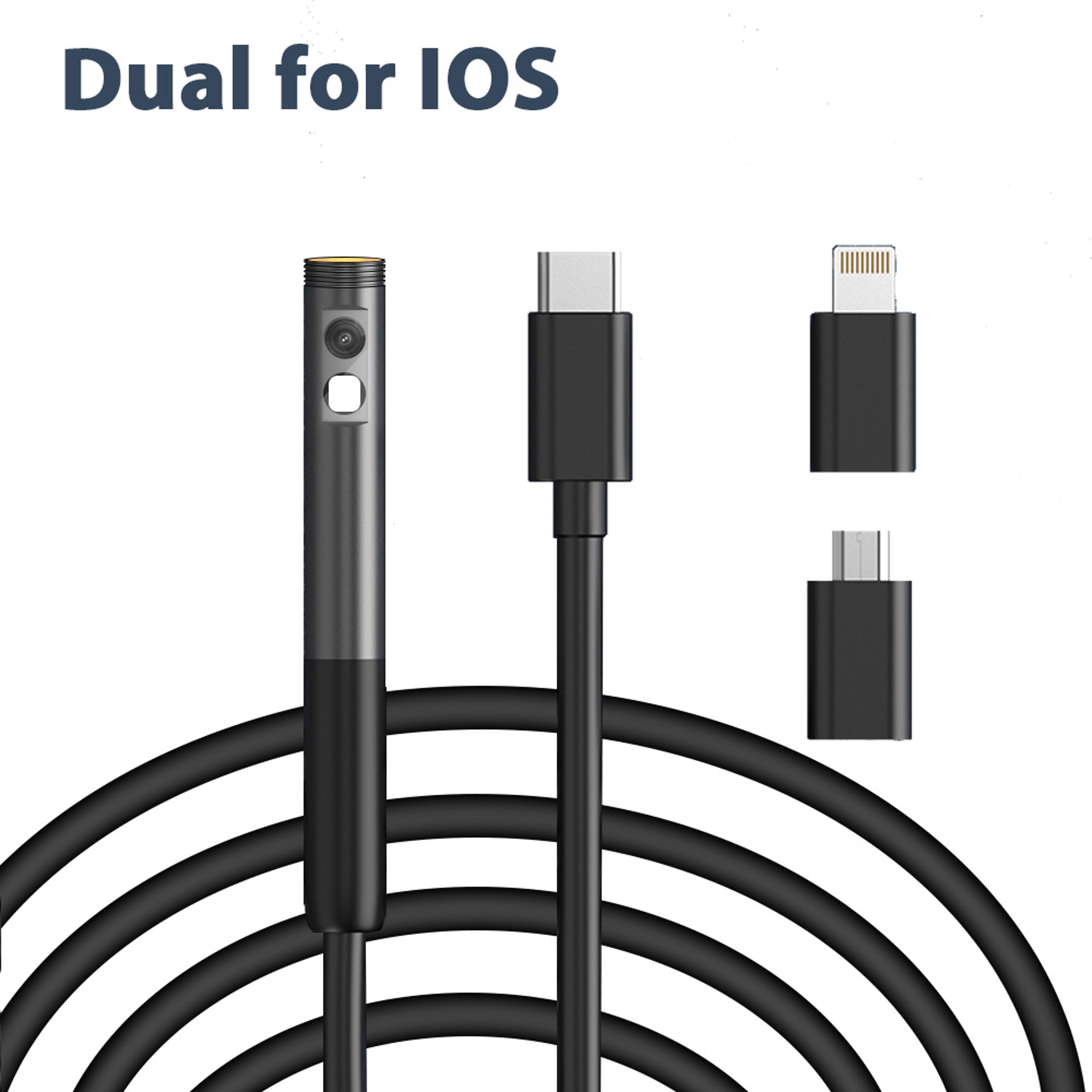 3 In 1 HD Endoscope Inspection Camera Mini Borescope For IPhone Android Type C USB Waterproof Pipel 7