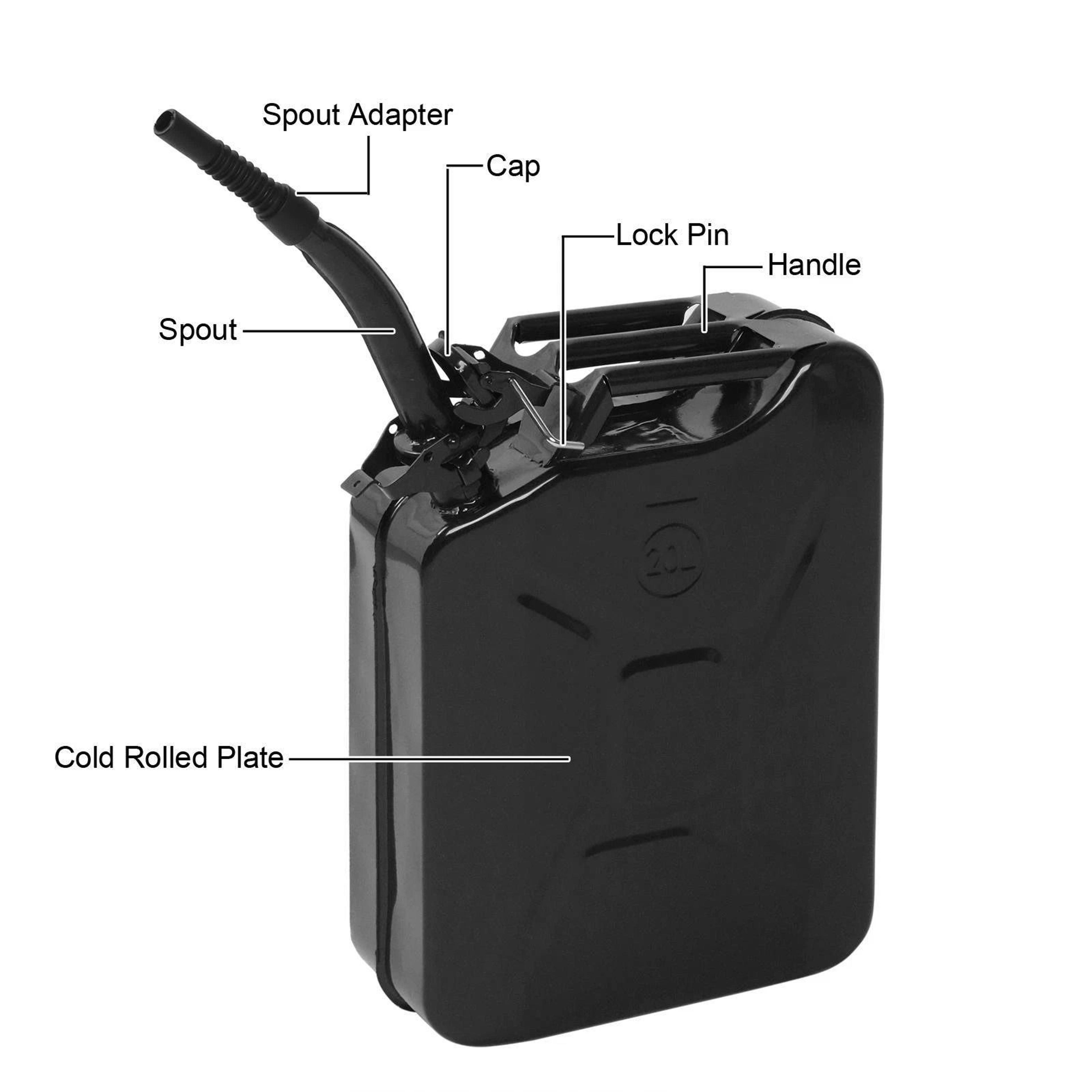 Heavy Duty Steel Jerry Can 5 Gallon Gas Can With Spout 20L Metal Fuel Container For Gasoline Diesel 1