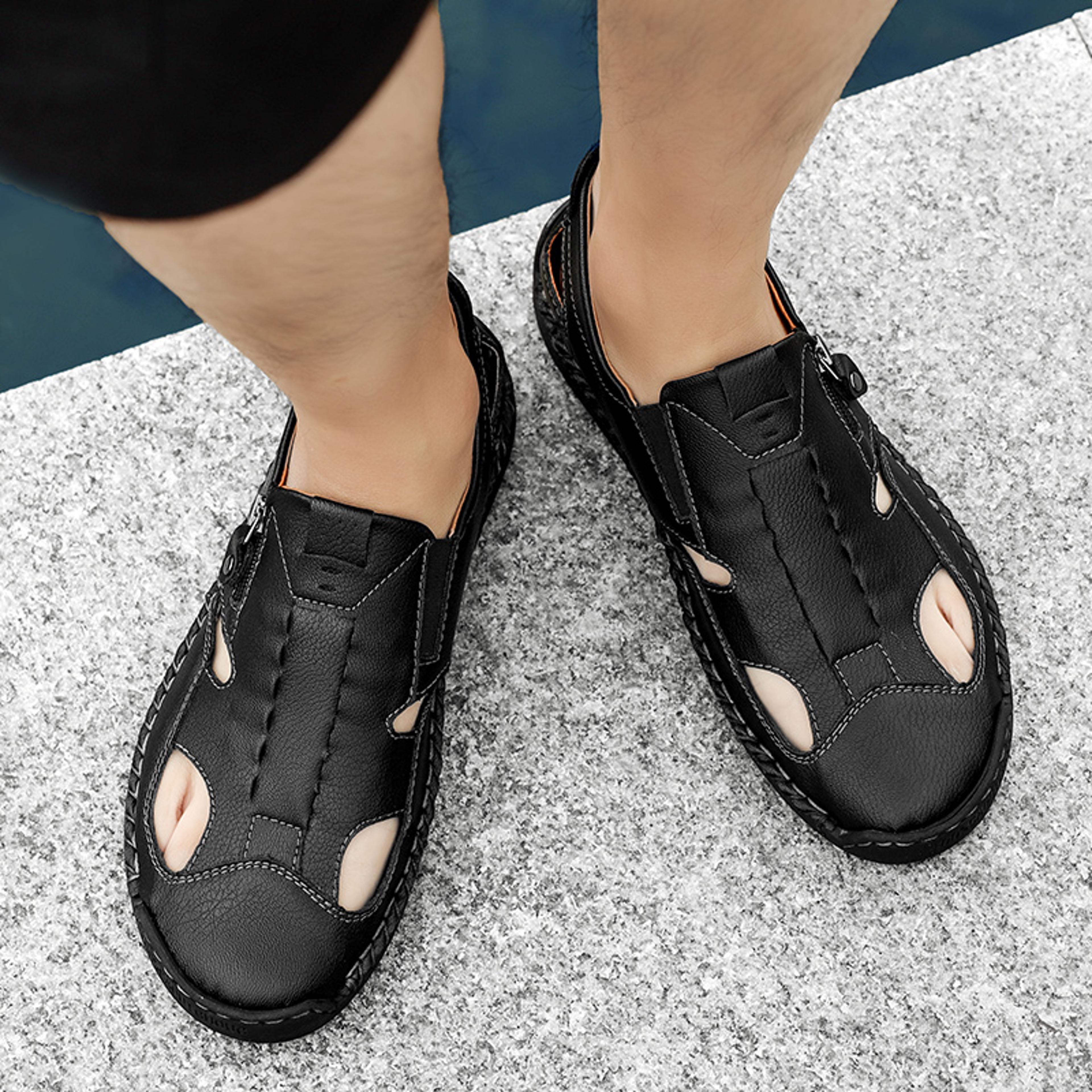 Breathable Mens Leather Sandals Roman Style Casual Outdoor Beach Pool Sandals 5