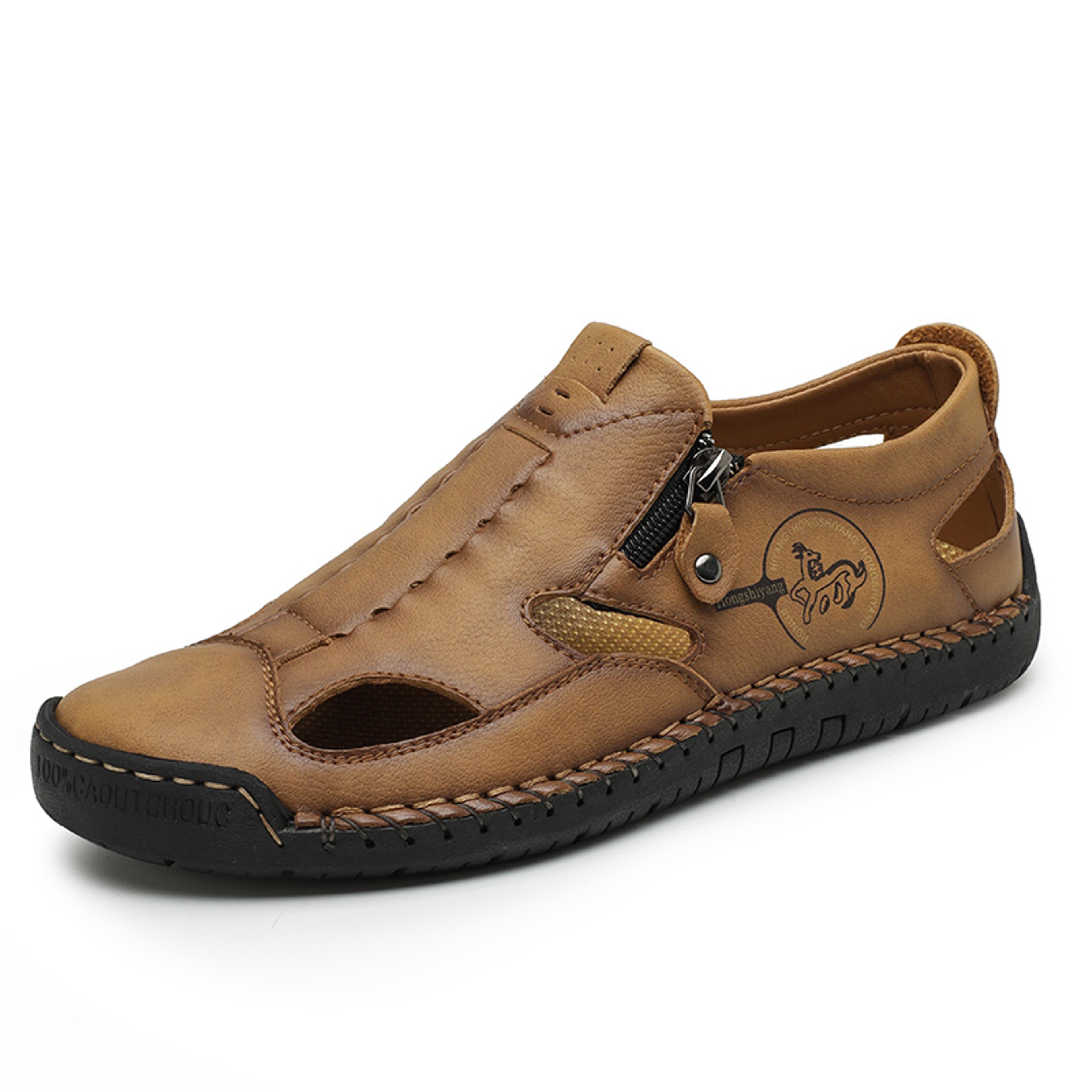 Breathable Mens Leather Sandals Roman Style Casual Outdoor Beach Pool Sandals 7