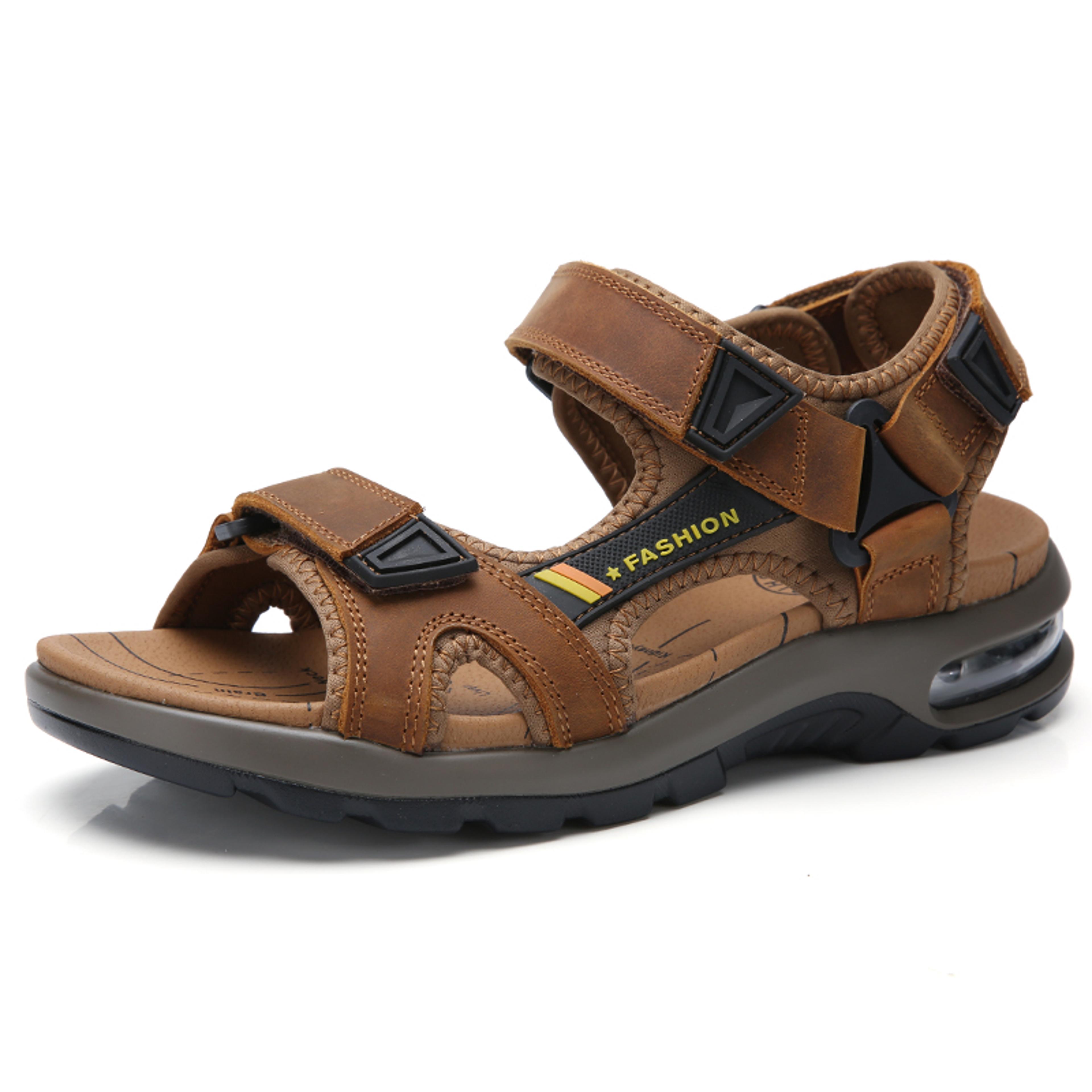 Mens Leather Sandals Breathable Summer Roman Sandals Men Beach Comfort Outdoor Walking 2