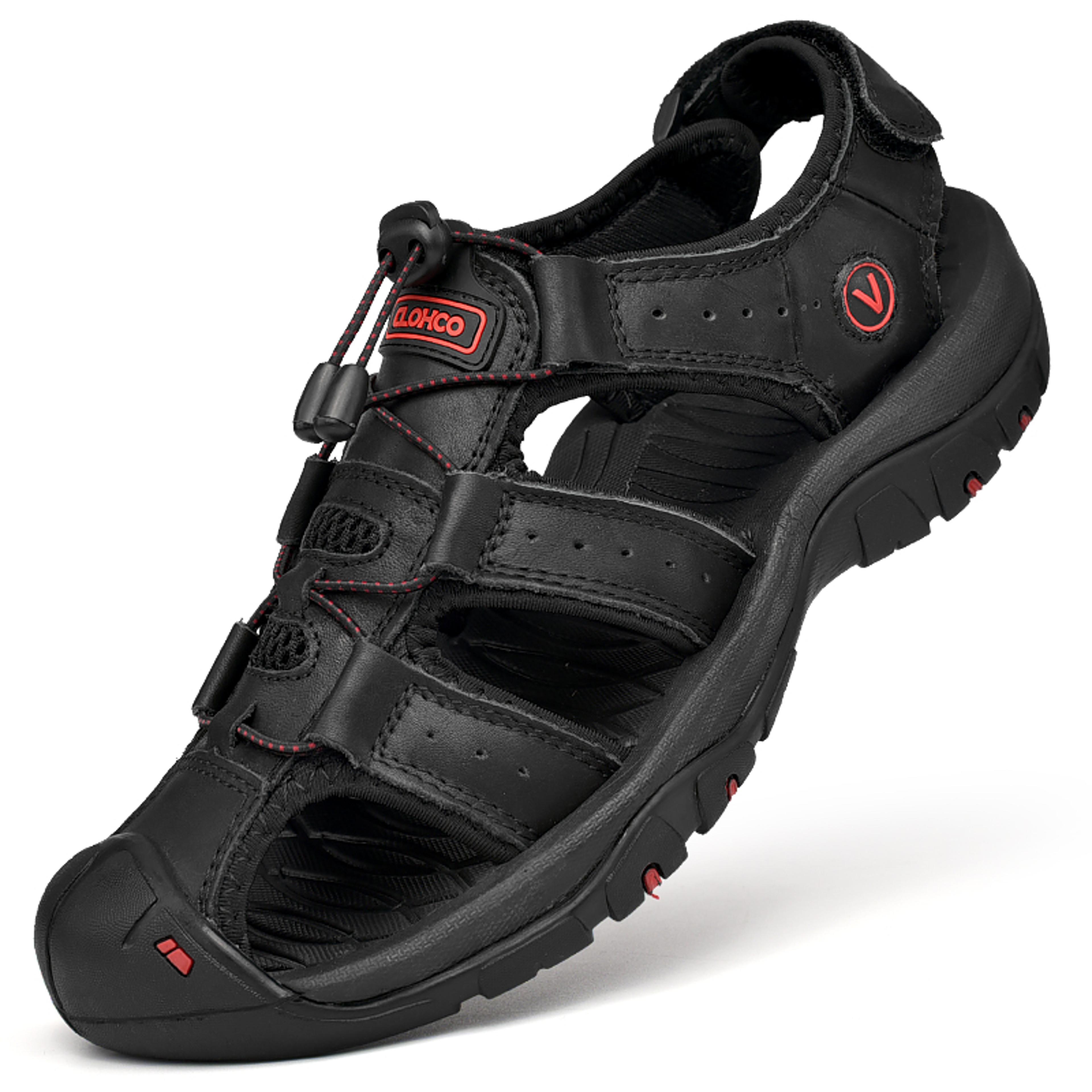 Mens Leather Sandals Thick Sole Breathable Slip On Pool Beach Casual Shoes 7