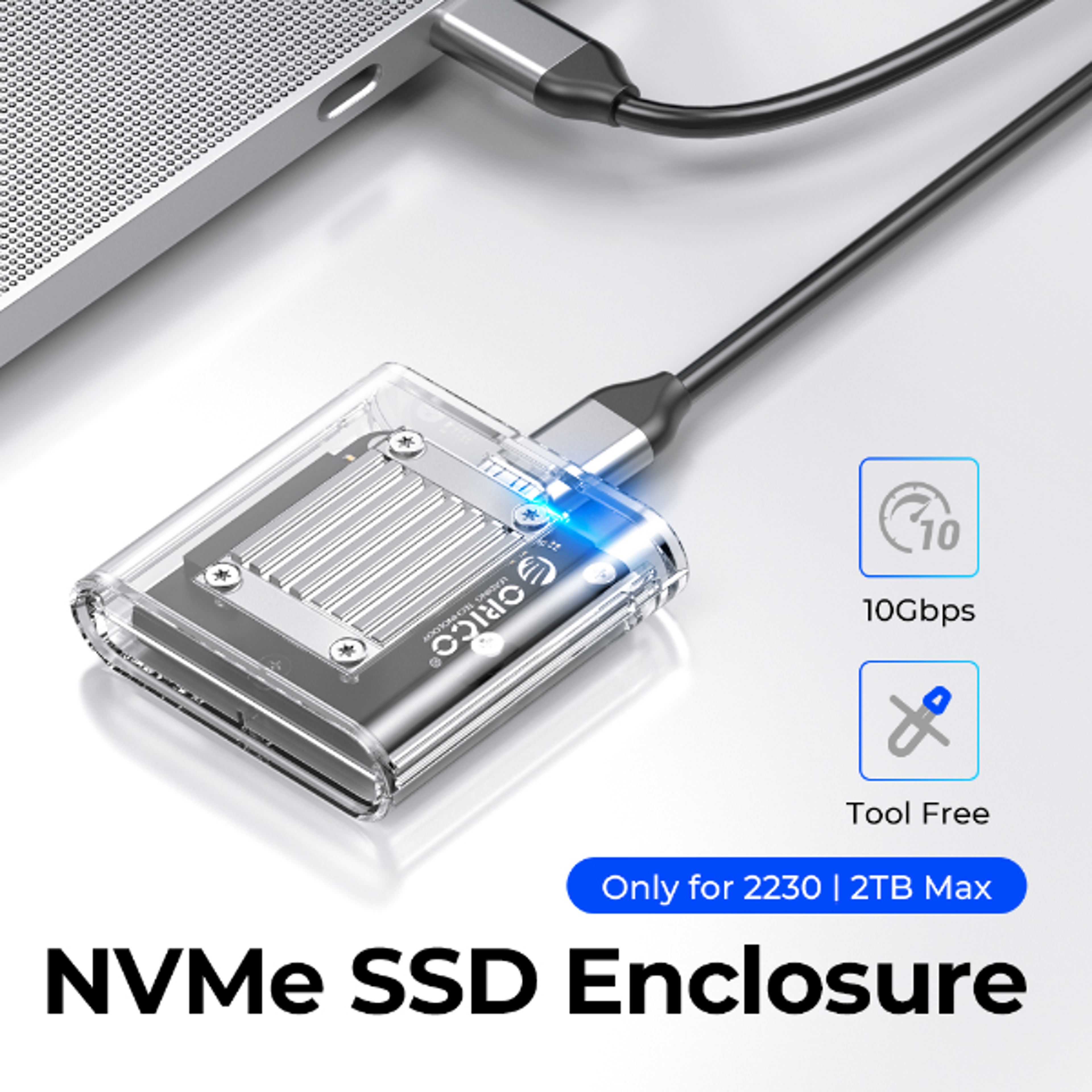 transparent nvme ssd enclosure usb c 10gbps external m2 ssd case