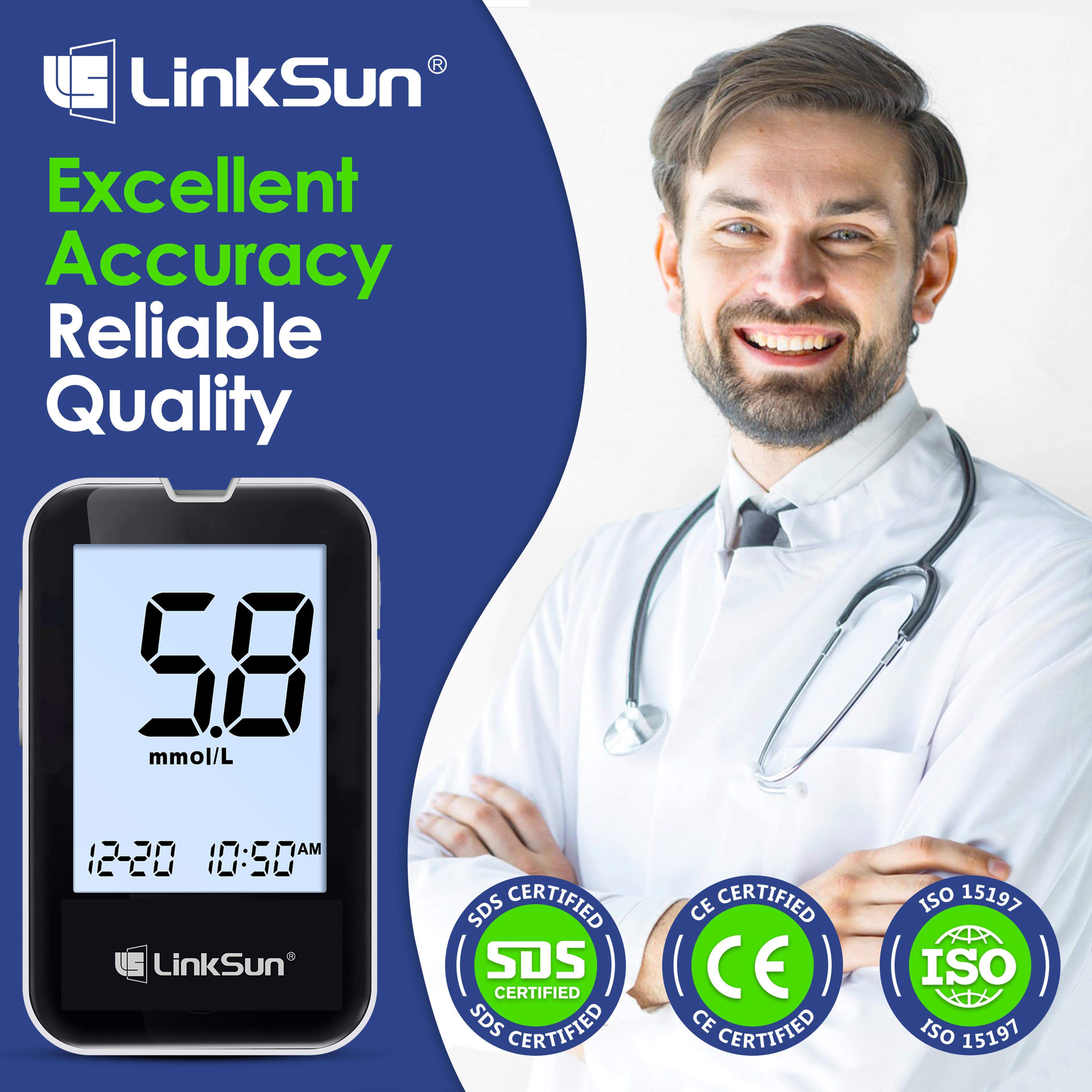 Accurate Blood Glucose Meter Kit With Large Display No Coding Diabetes Testing System 1