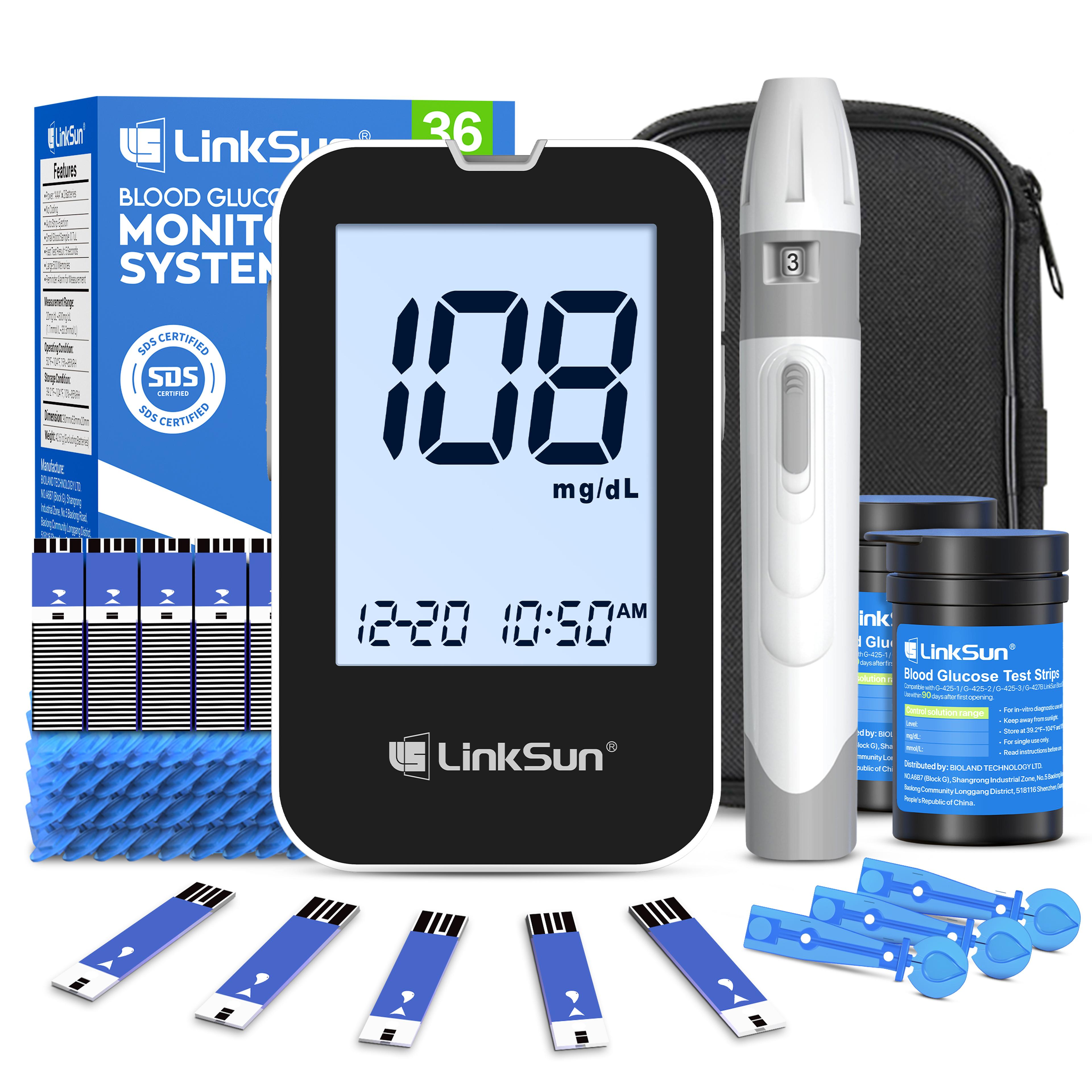 Accurate Blood Glucose Meter Kit With Large Display No Coding Diabetes Testing System 8