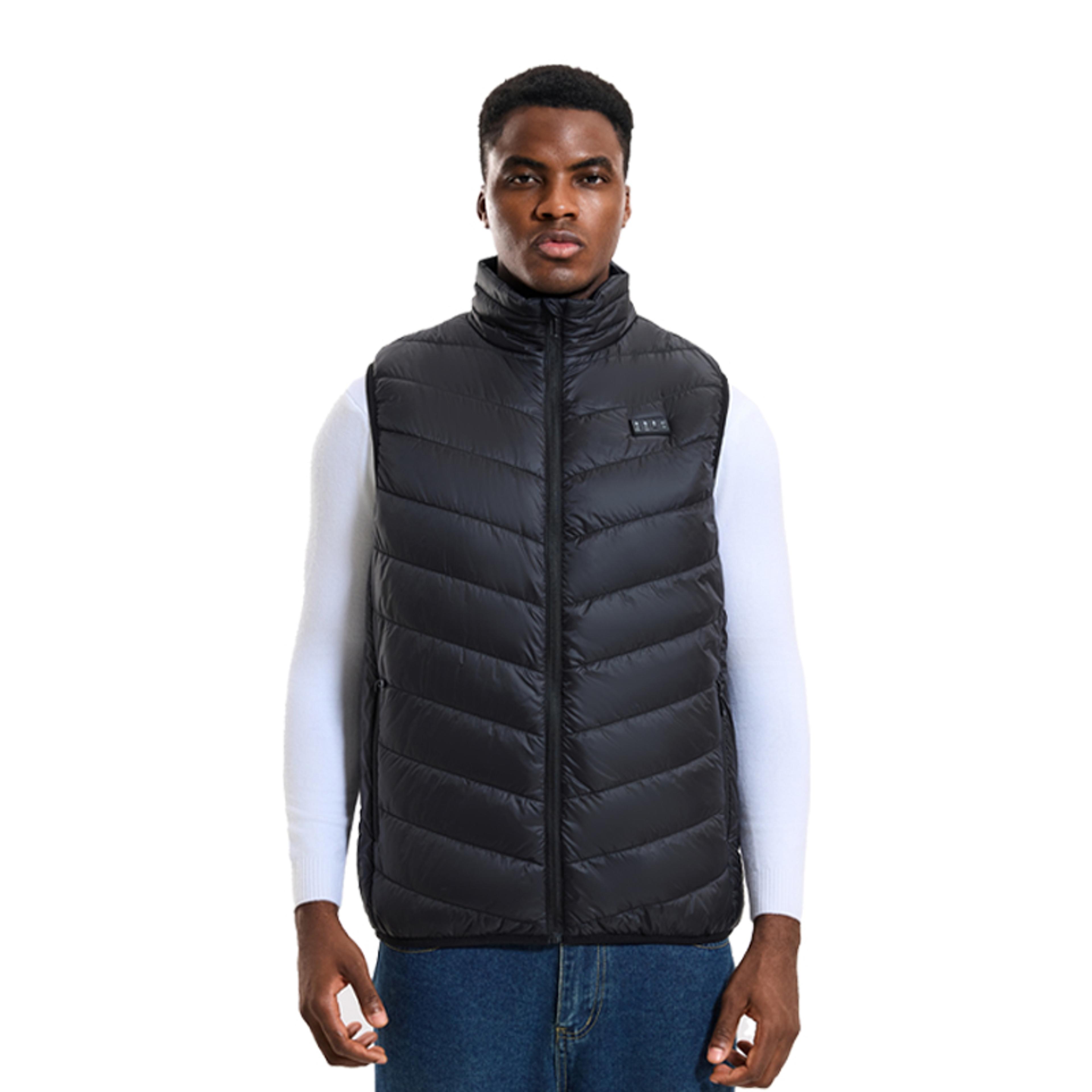 27-zone usb heated vest for men with zip front and mandarin collar