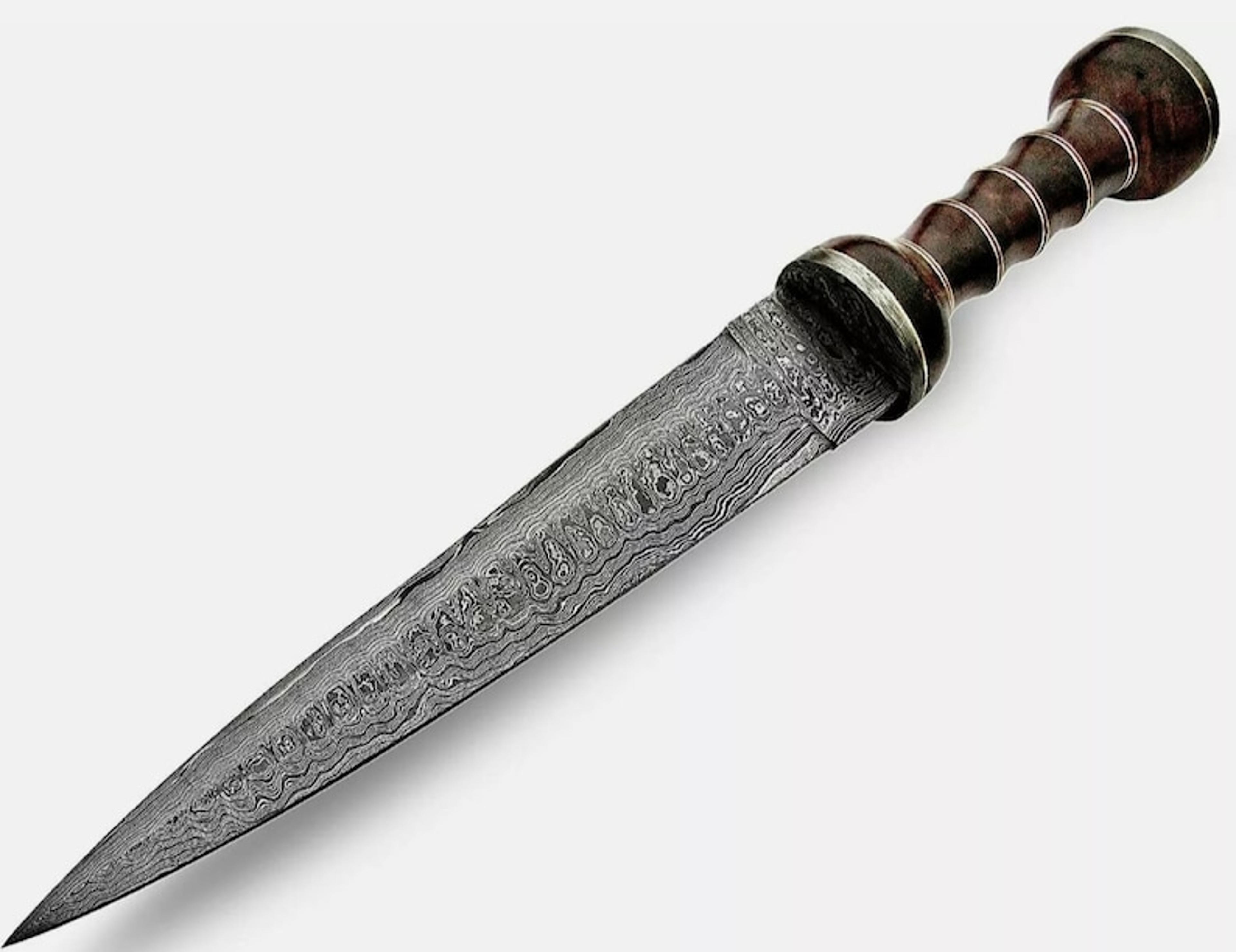 hand-forged damascus steel gladiator sword: authentic combat blade | hunter gift | husband gift
