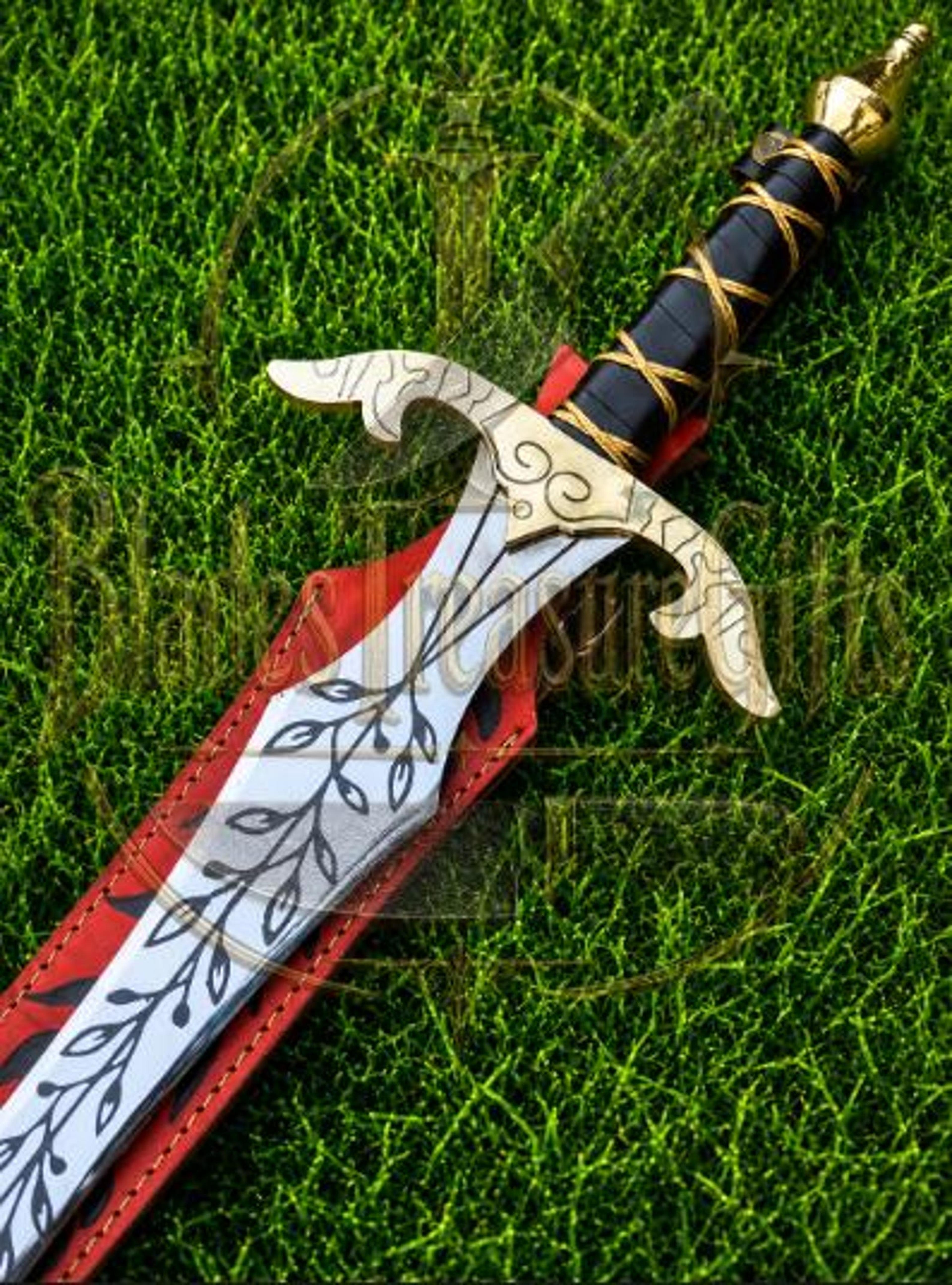 Custom HandForged Elven Sword 36 Brass Guard WoodCore Handle LeatherWrapped Grip Artisan Fant 0
