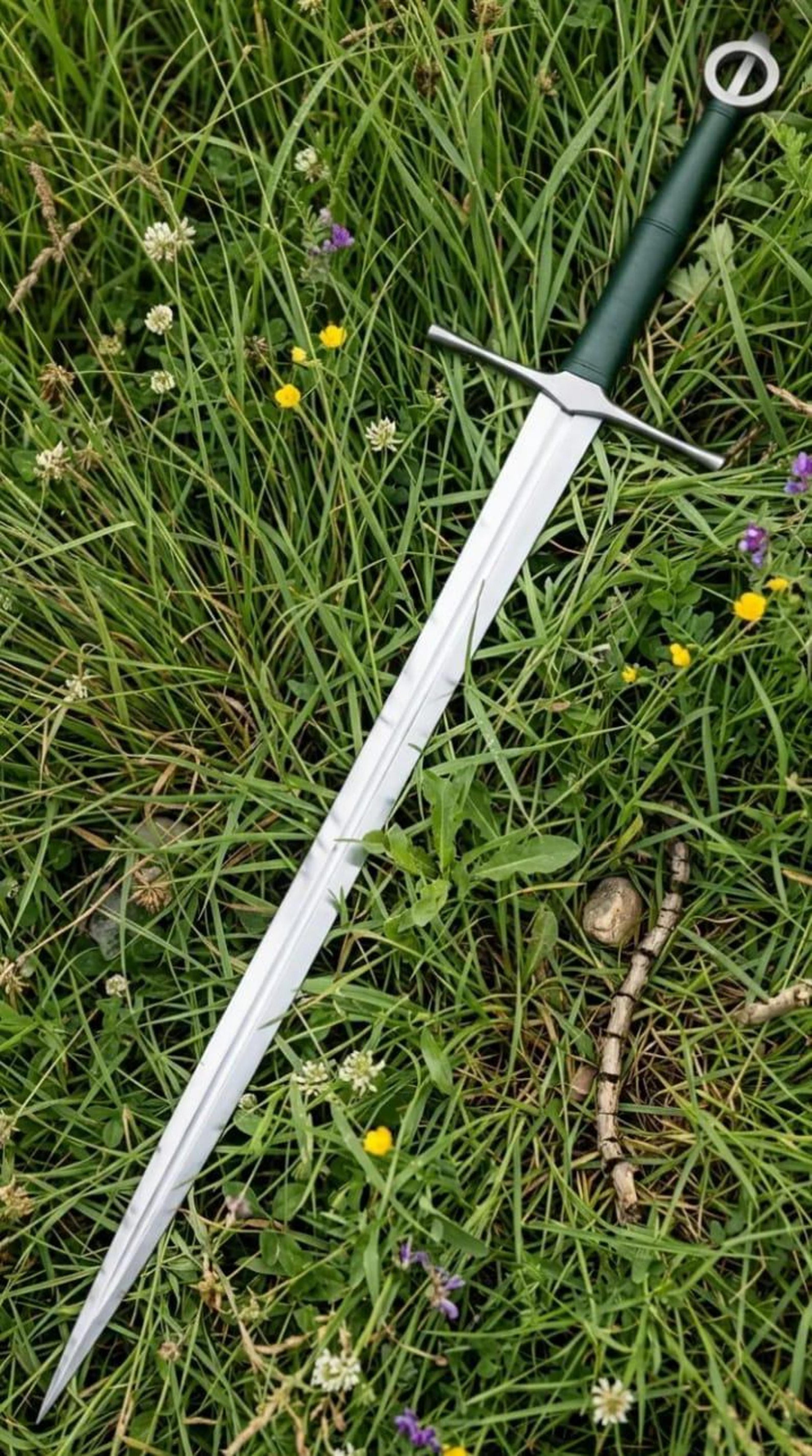 Custom Handmade Irish Ring Pommel Longsword With Scabbard Carbon Steel Rosewood Handle Engrave 5