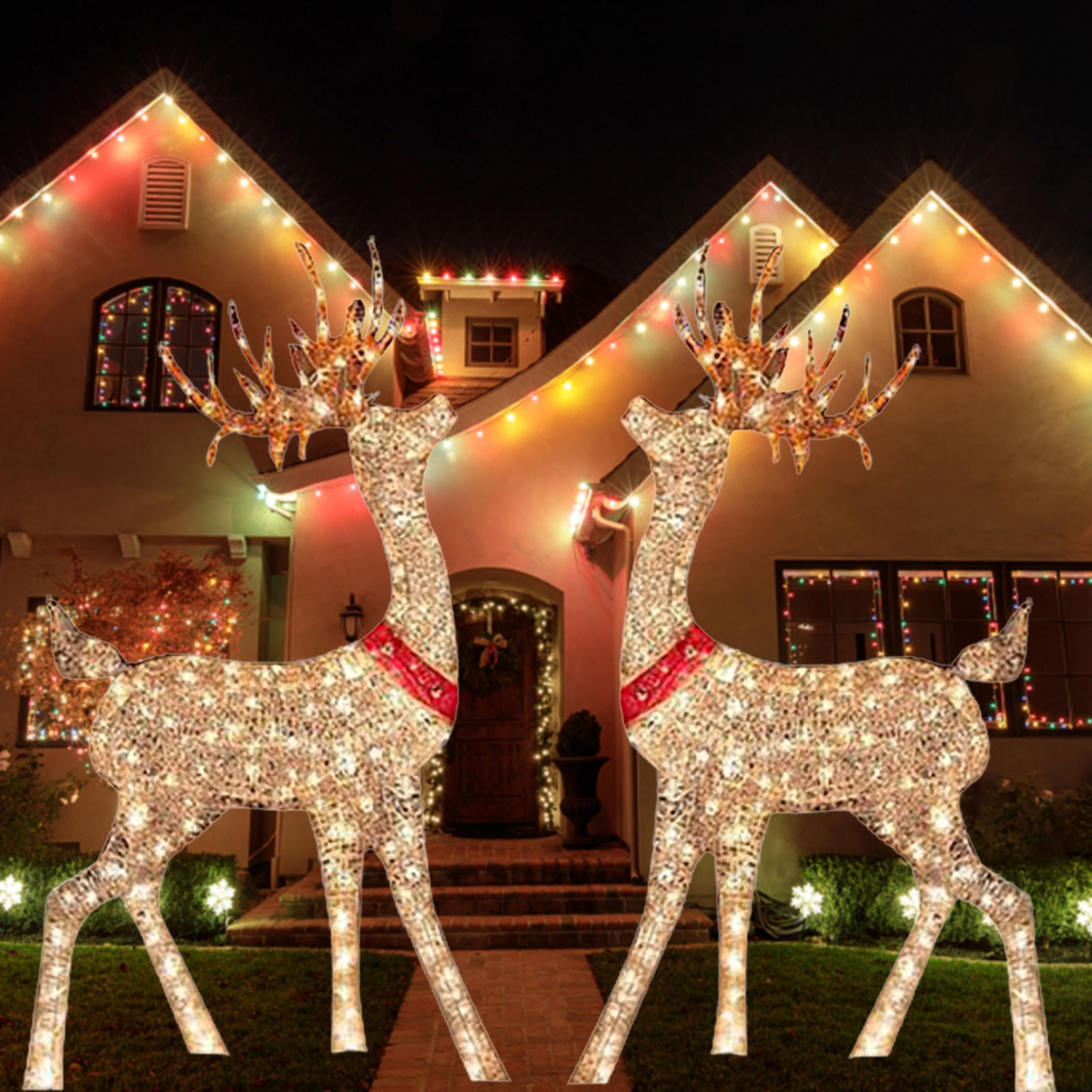 lighted christmas deer sleigh outdoor yard decoration winter decoration for front yards