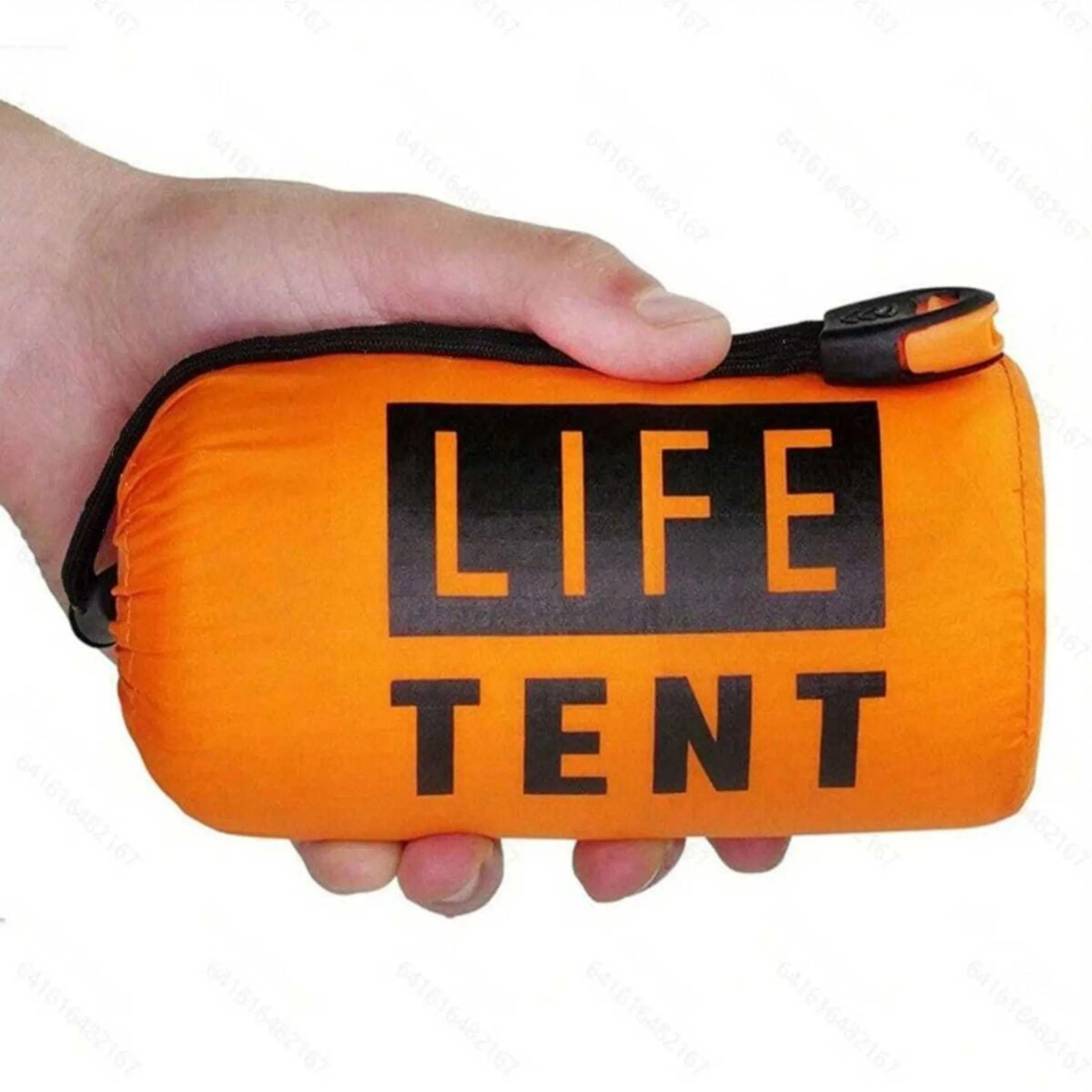 portable waterproof emergency survival sleeping bag, mylar tube tent kit with thermal blanket