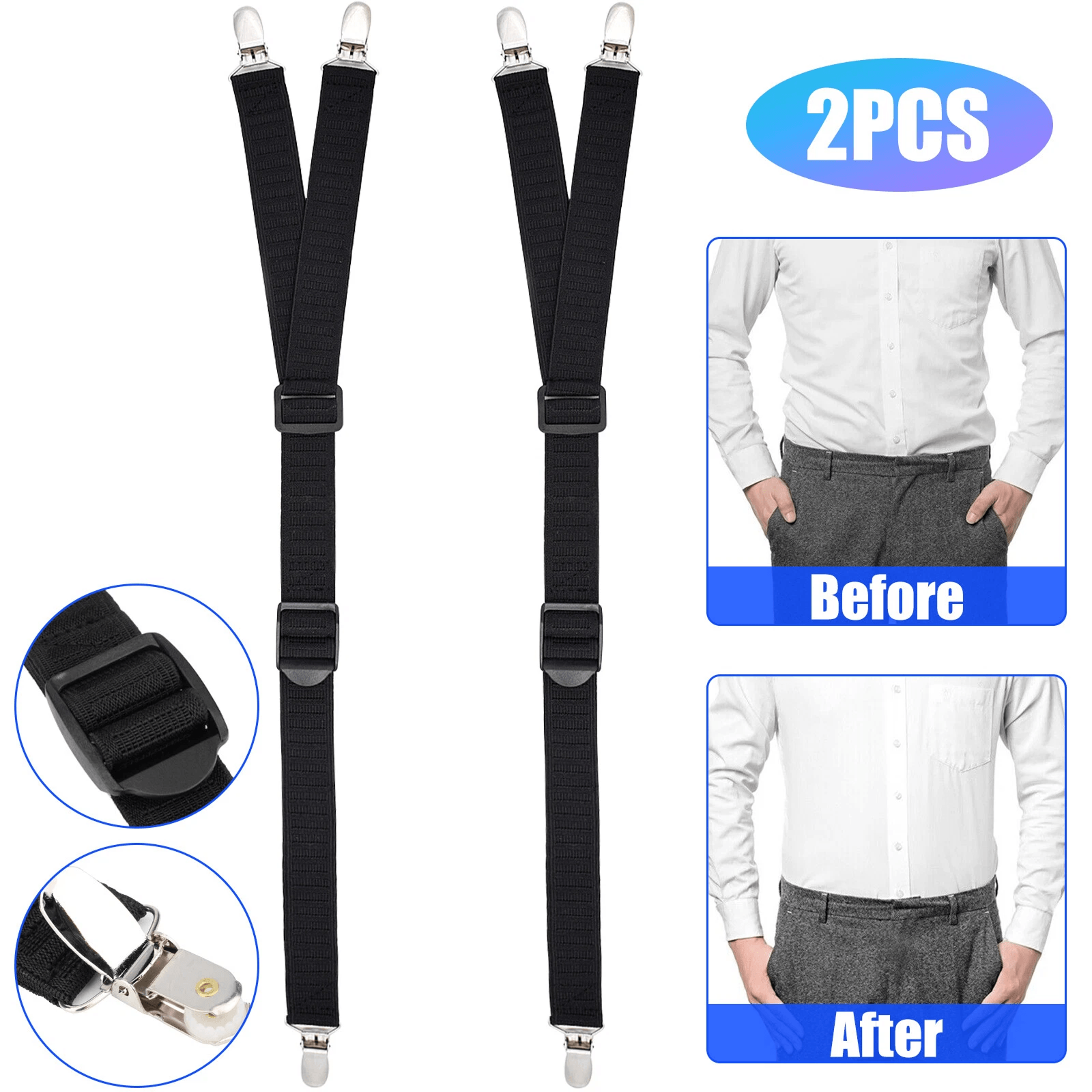 adjustable shirt stays y-style elastic garters holders, non-slip suspender for mens dress shirts and uniforms