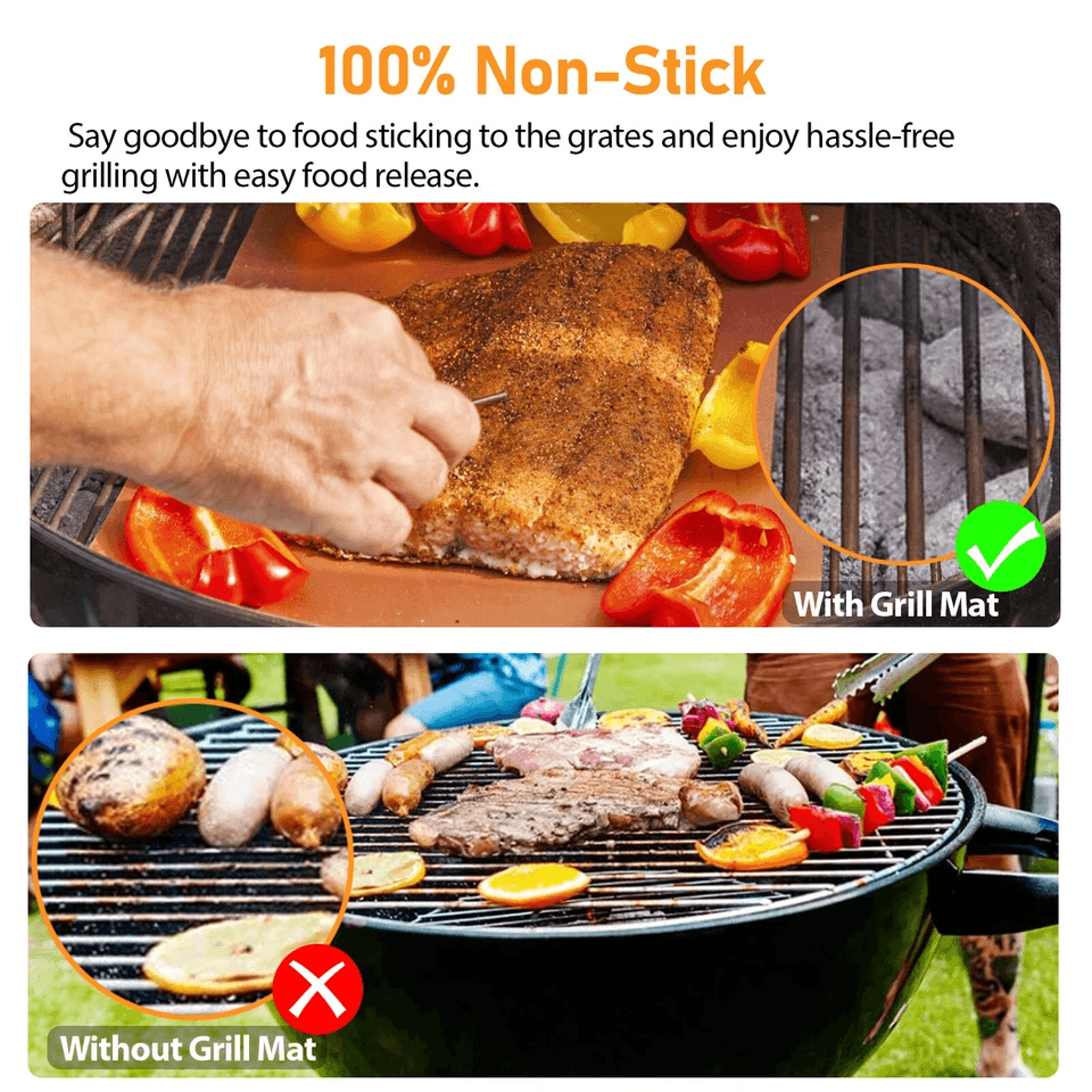 Copper Grill Mats Baking NonStick BBQ Pad Reusable Cooking Oven Sheet Liner For Grills Stoves And O 1