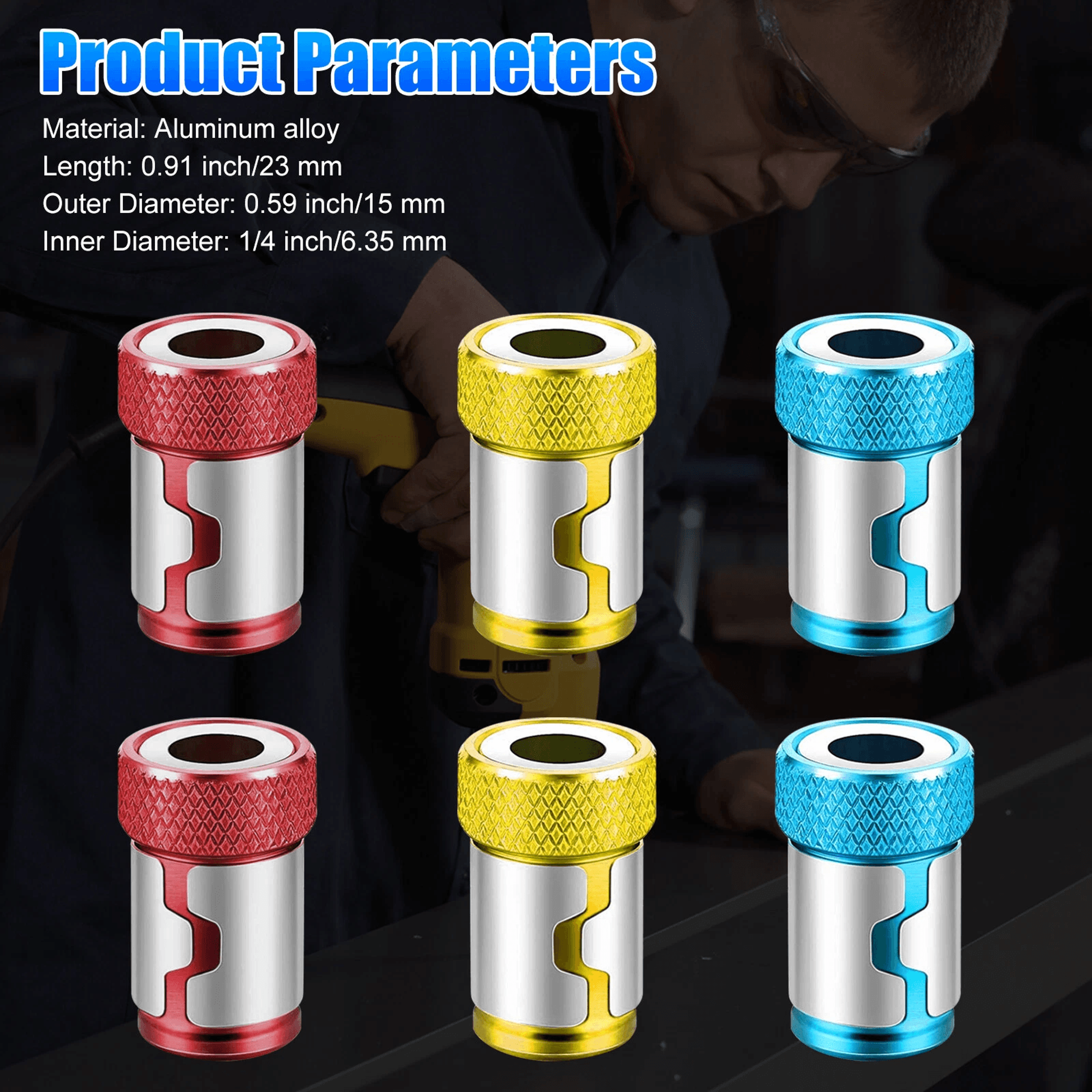 6PCS 14 Inch Screwdriver Bits Magnetic Ring Screwlock Sleeve Aluminum Alloy Batch Head Holder For D 2
