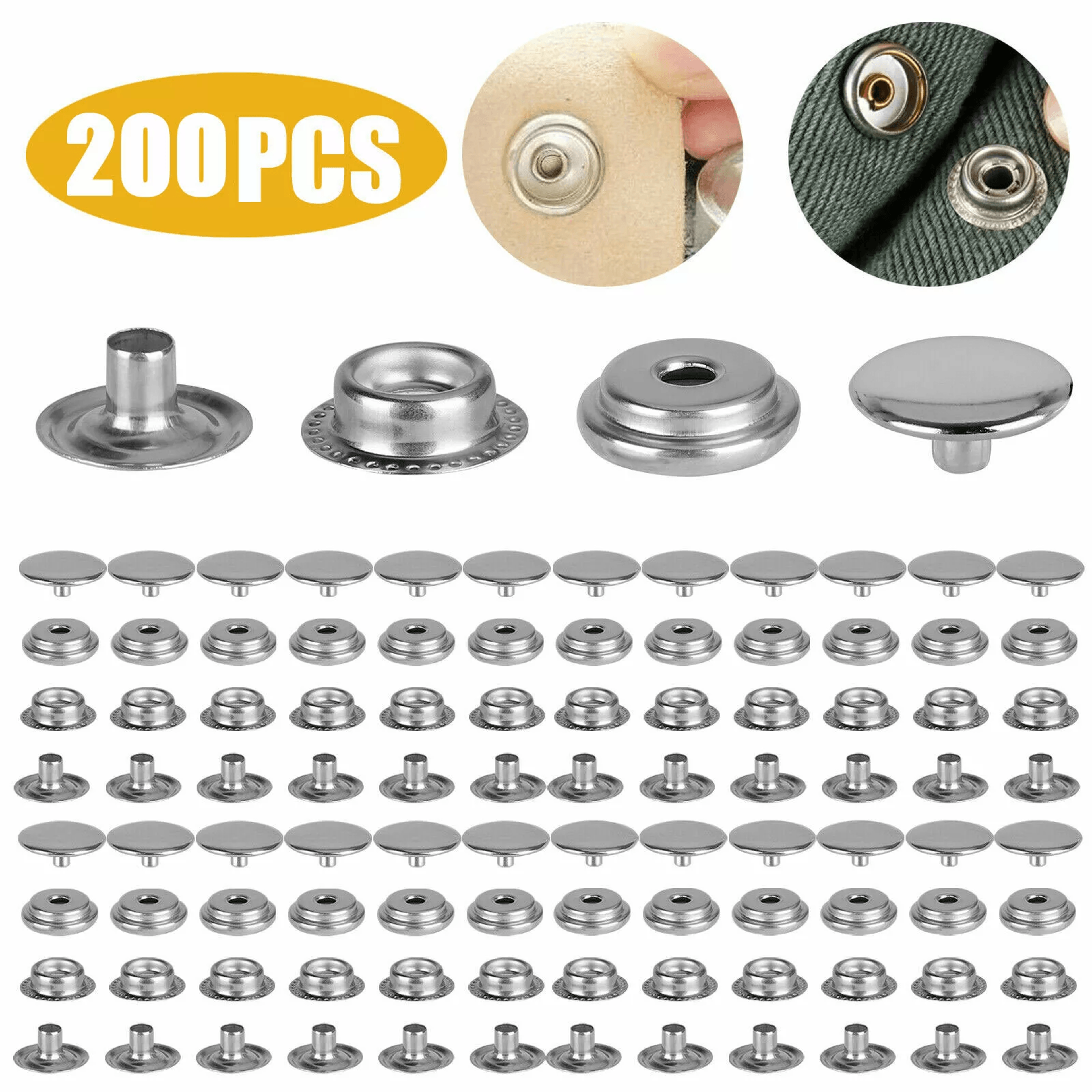 marine grade stainless steel snap fastener kit for boat canvas, tents, and upholstery