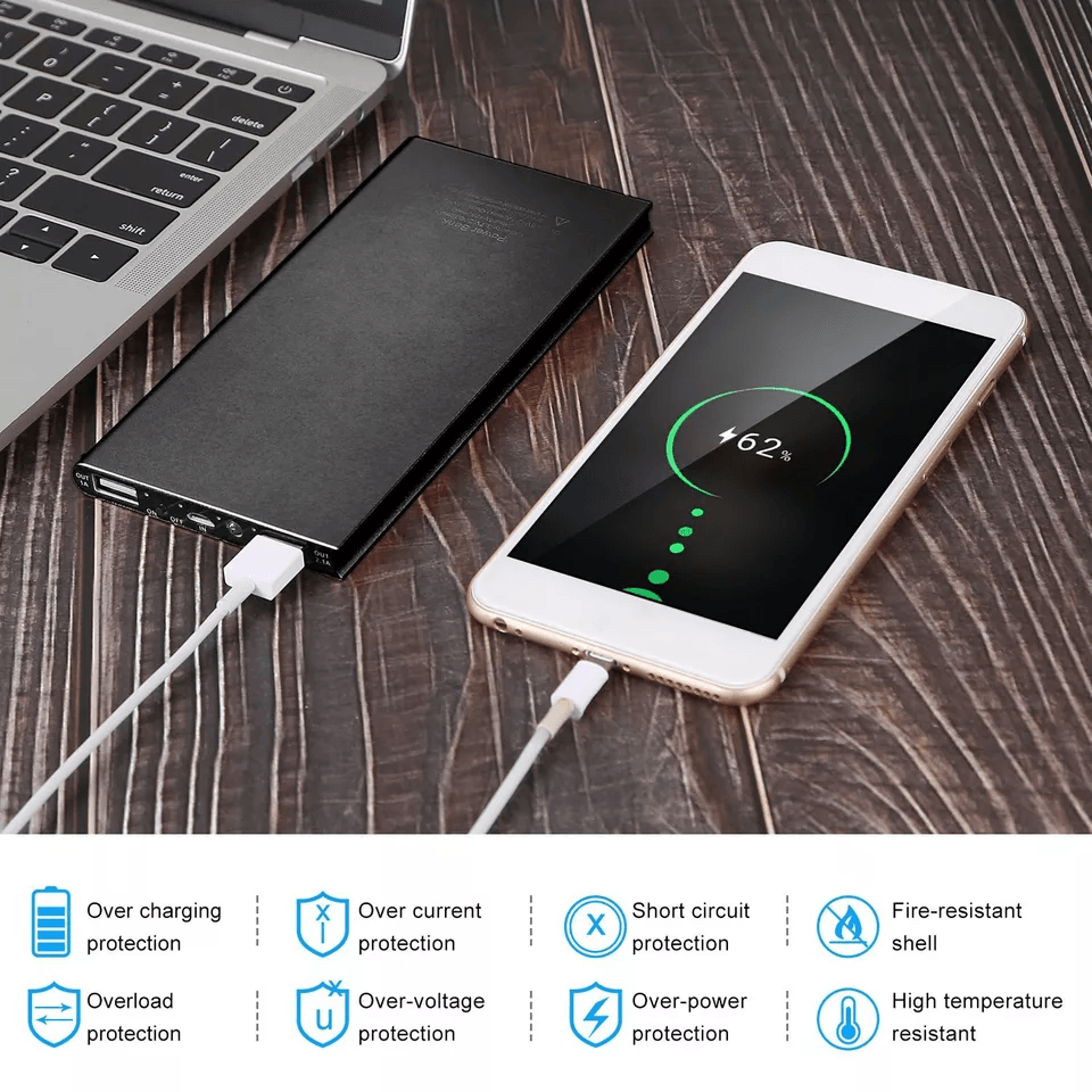 2 PACK 20000mAh Power Bank USB Battery Pack For Heated Vest Jacket Scarf 1