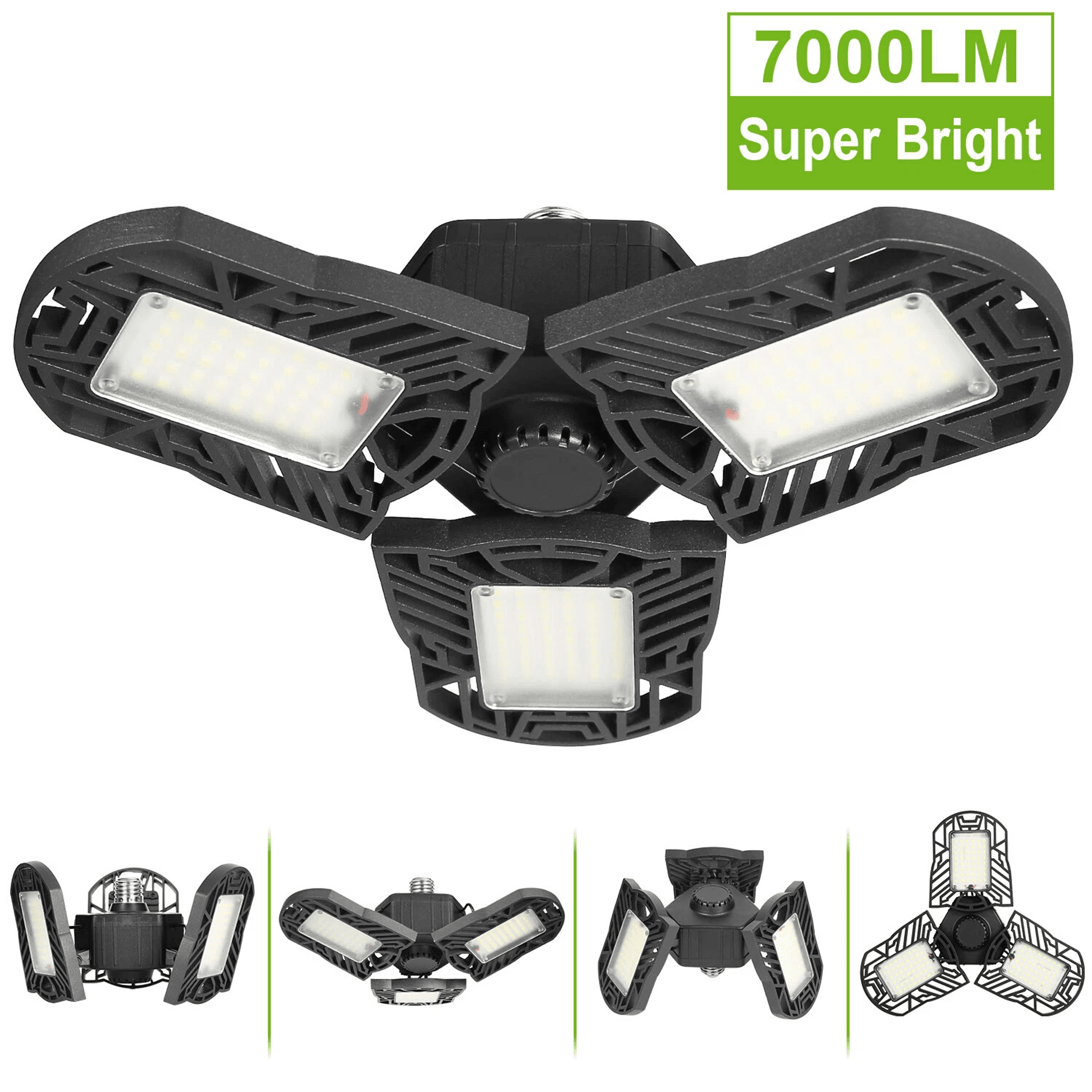 led garage lights, deformable led garage ceiling light with adjustable panels, ultra bright led shop light for workshop.
