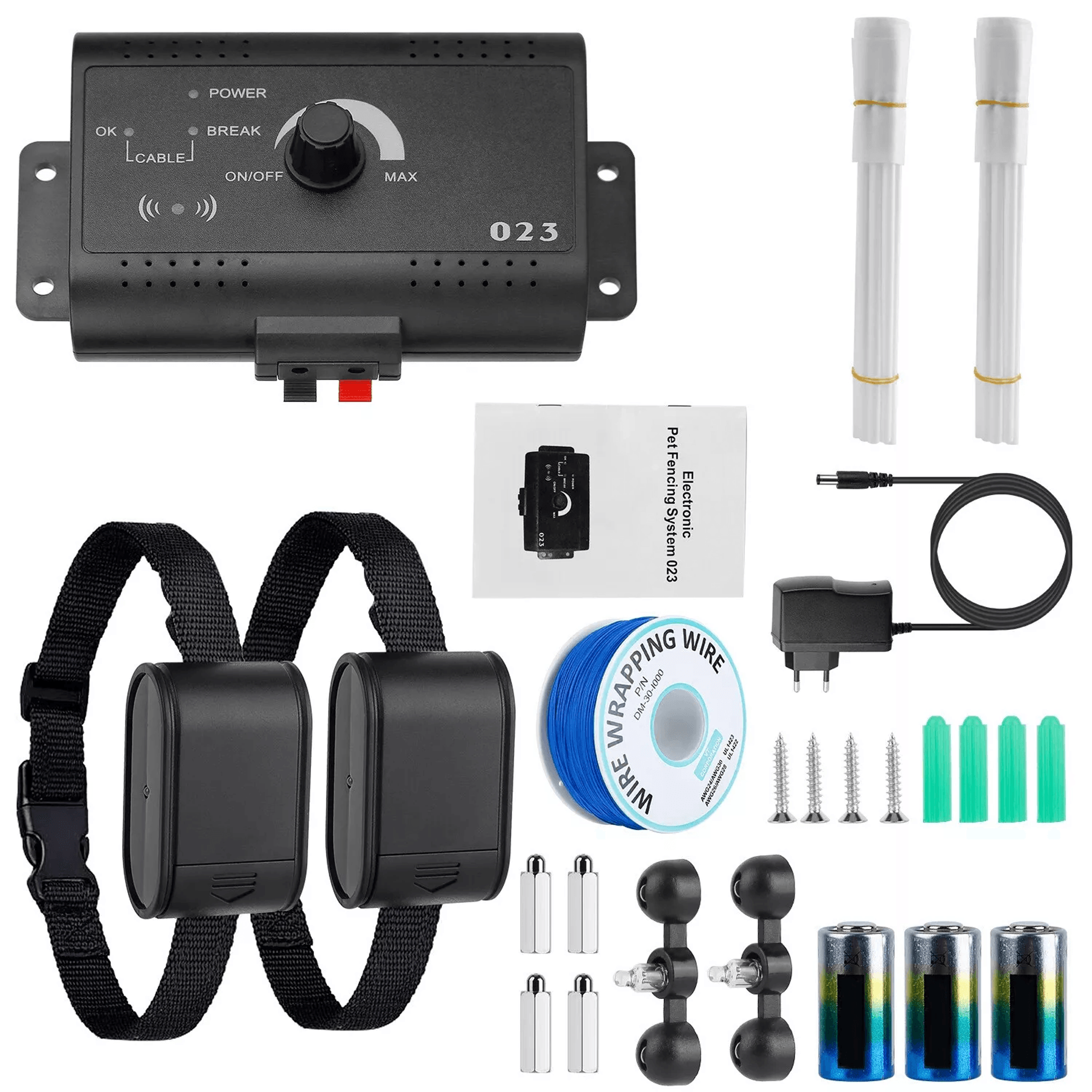 wireless electric dog fence containment system, waterproof shock collar for 2 dogs