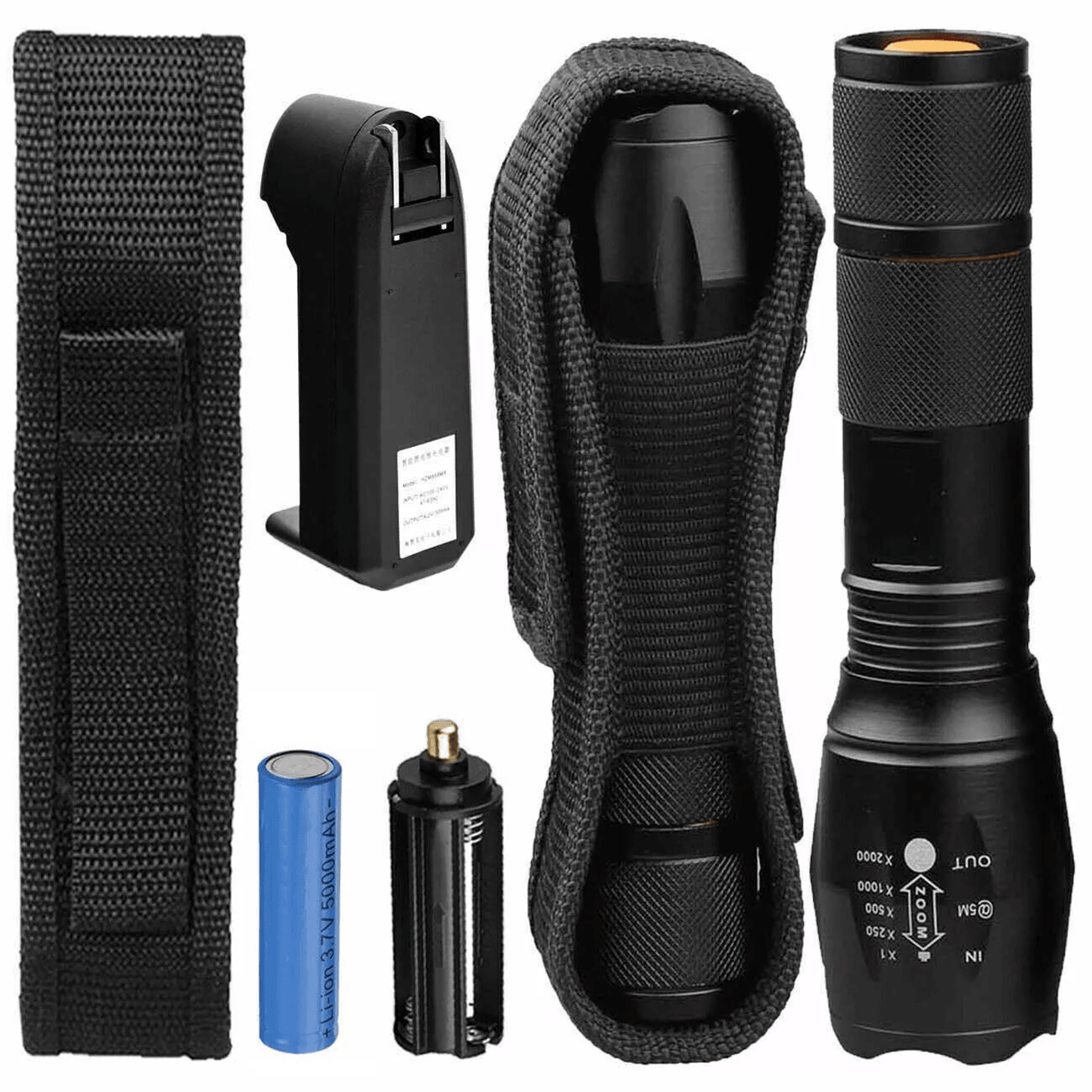 military grade led tactical flashlight, zoomable torch light for camping & emergency use