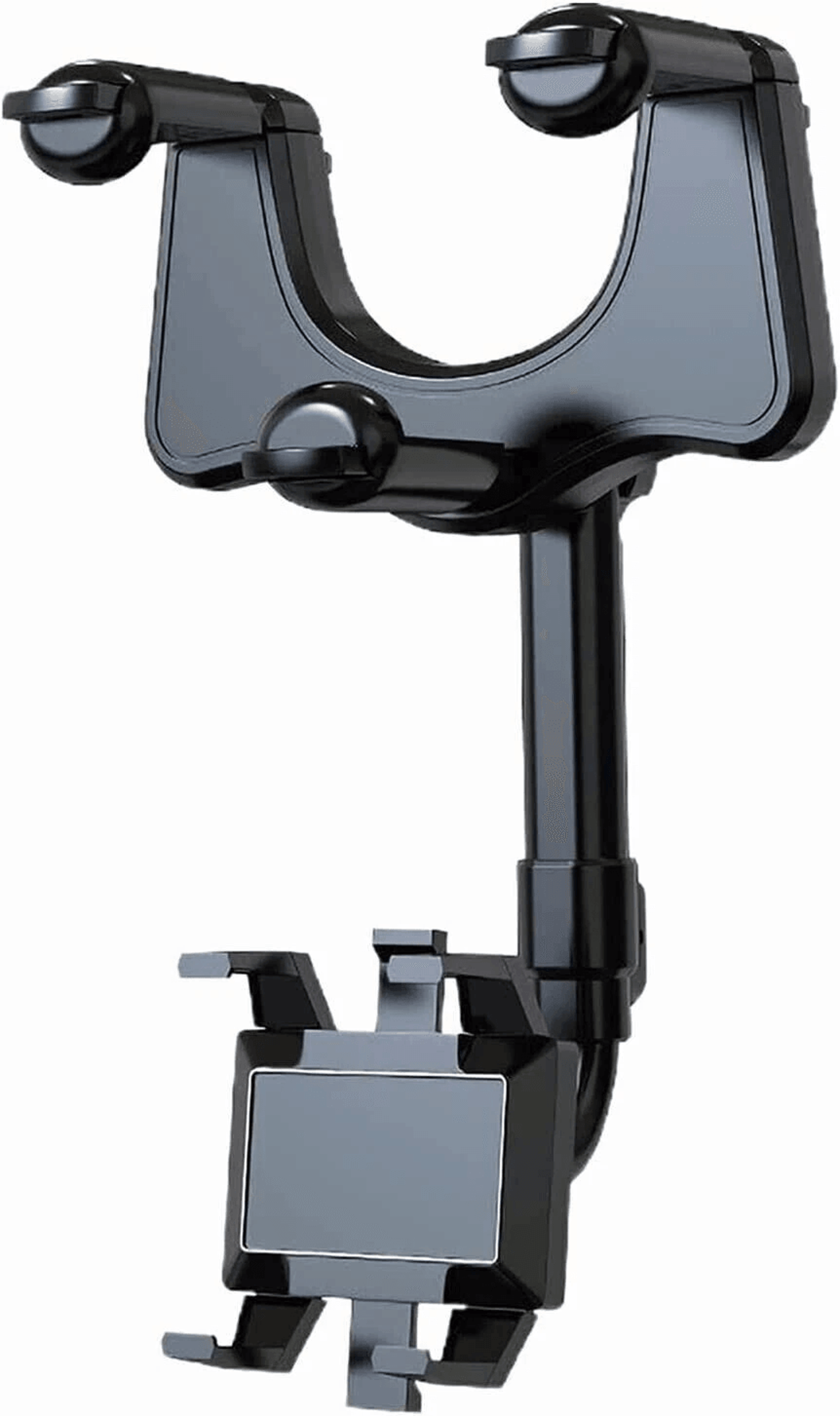 car phone holder, rotatable & retractable rearview mirror mount for all smartphones