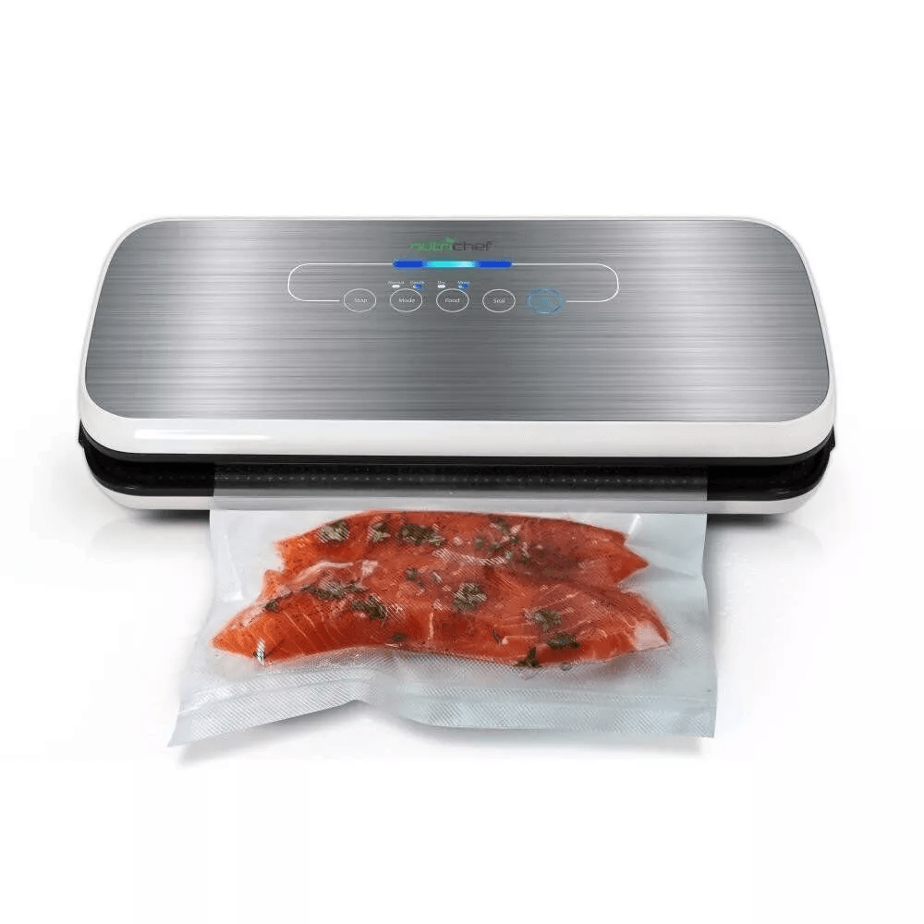 electric air sealing preserver system, nutri-chef vacuum sealer machine with reusable bags for meal prep & freshnesse