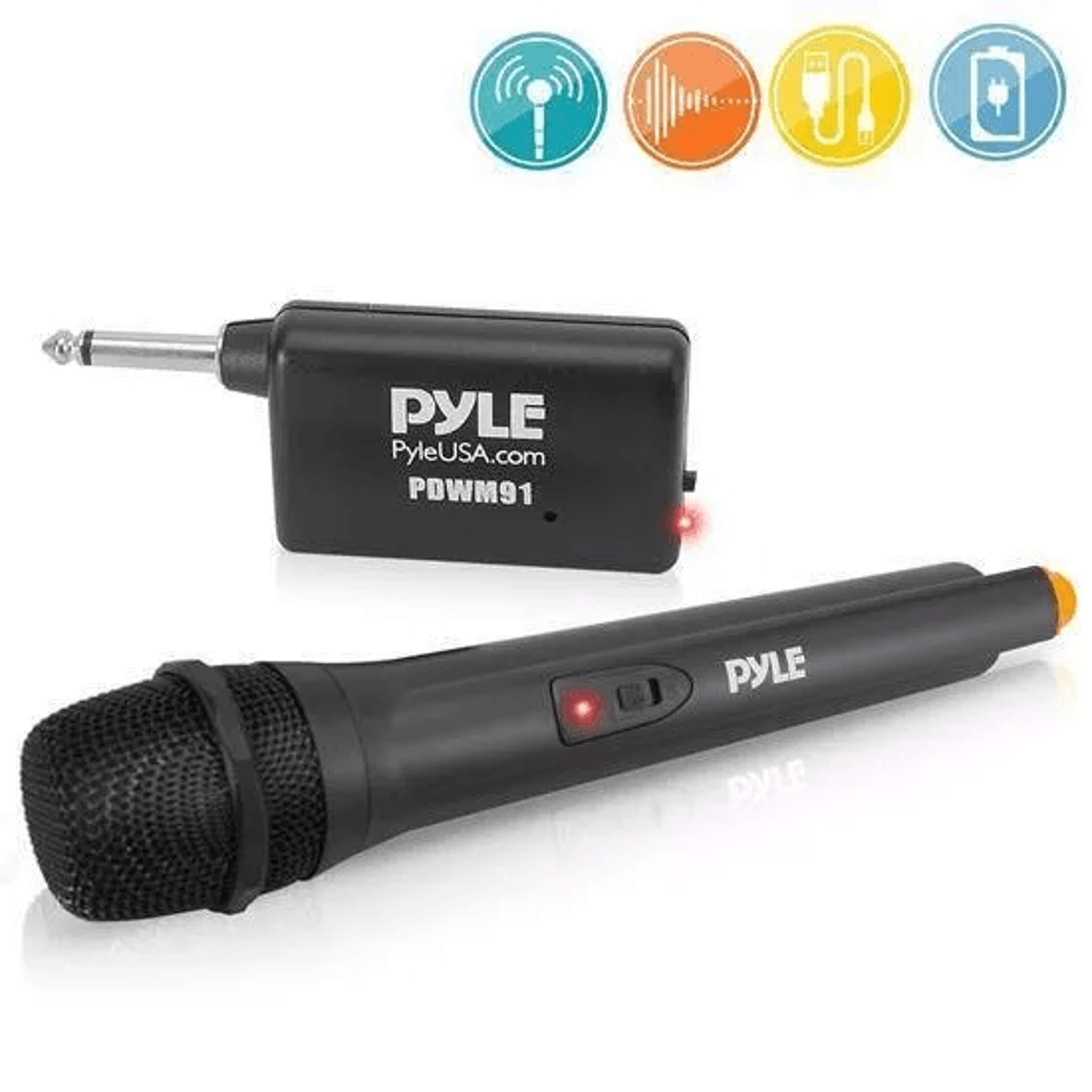 pyle pro professional vhf handheld mic system with plug-in adapter receiver