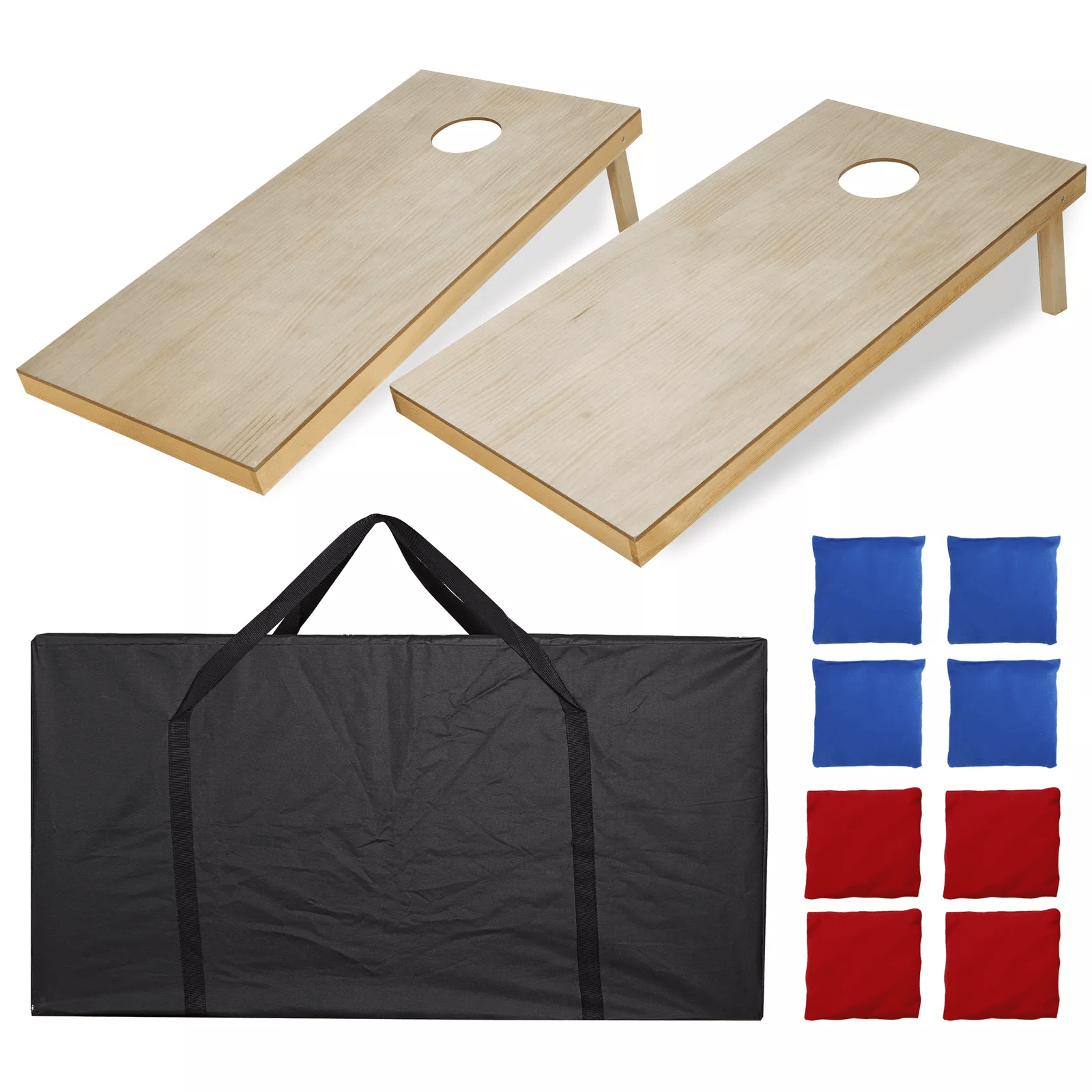 cornhole game regulation size solid wood boards with 8 bean bags carrying case – outdoor lawn game for tailgating fun