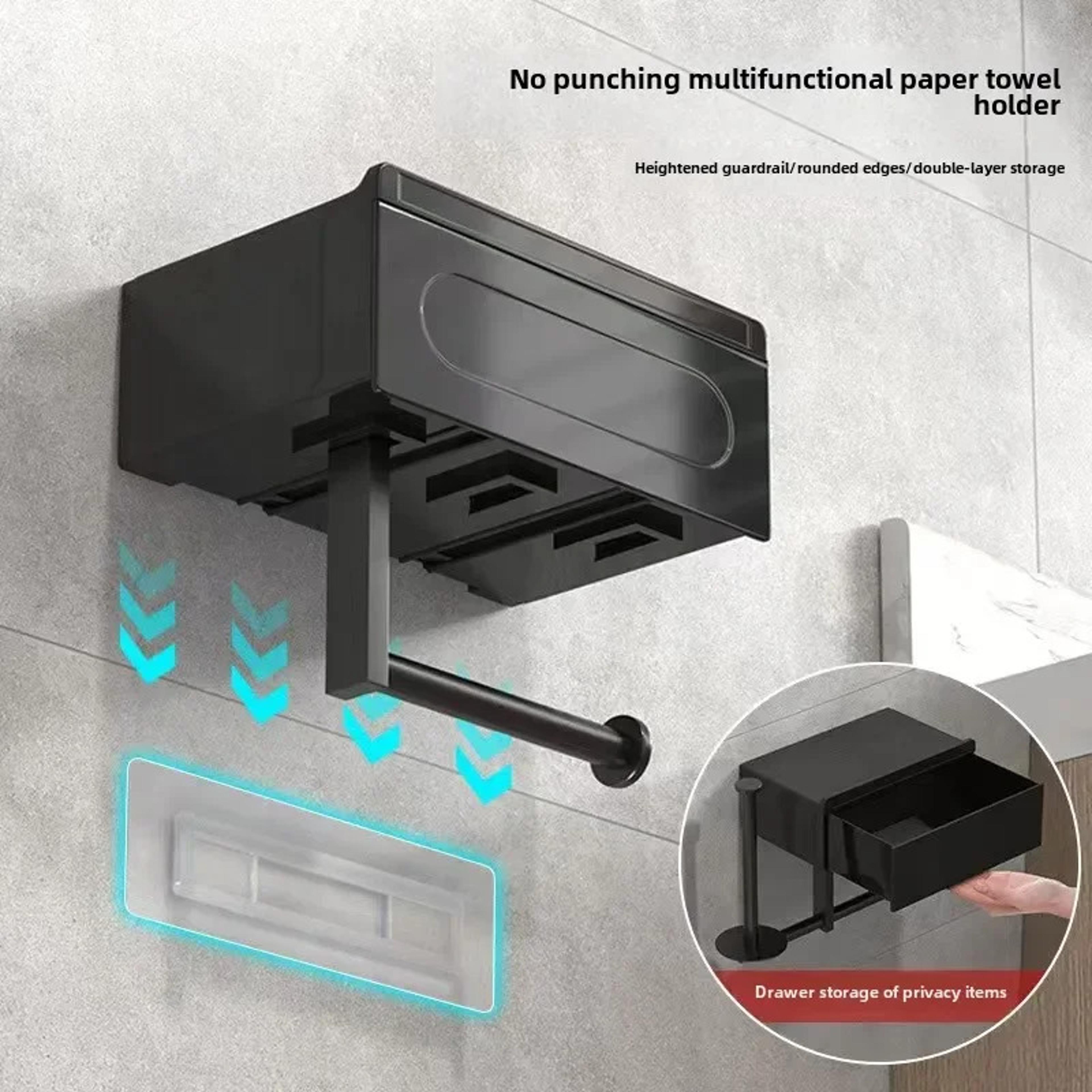 Aero Shelf Drill Free Toilet Paper Holder With Storage Shelf 4