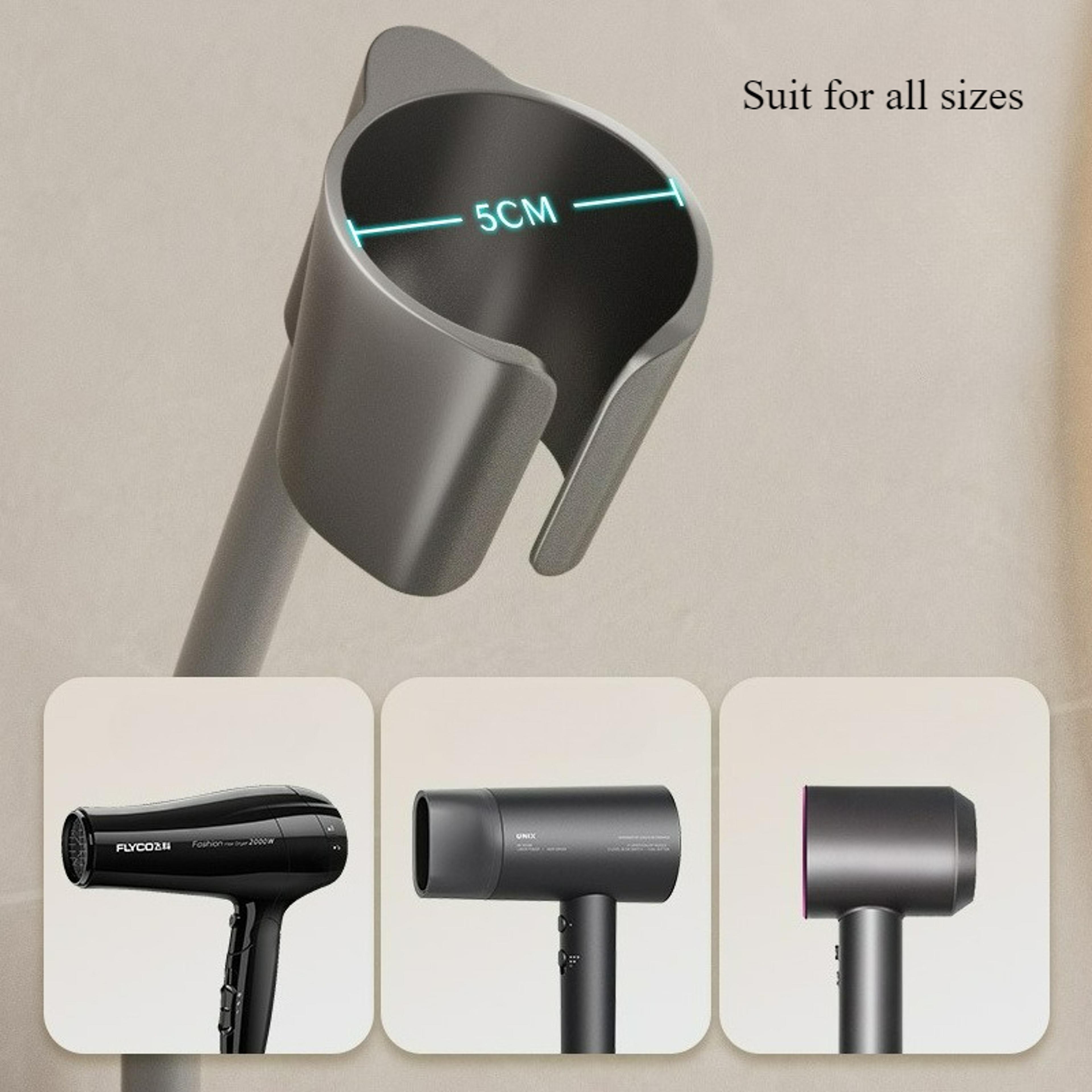 Premium Hands Free Suction Cup Hair Dryer Holder  Bathroom Organizer Shelf 1