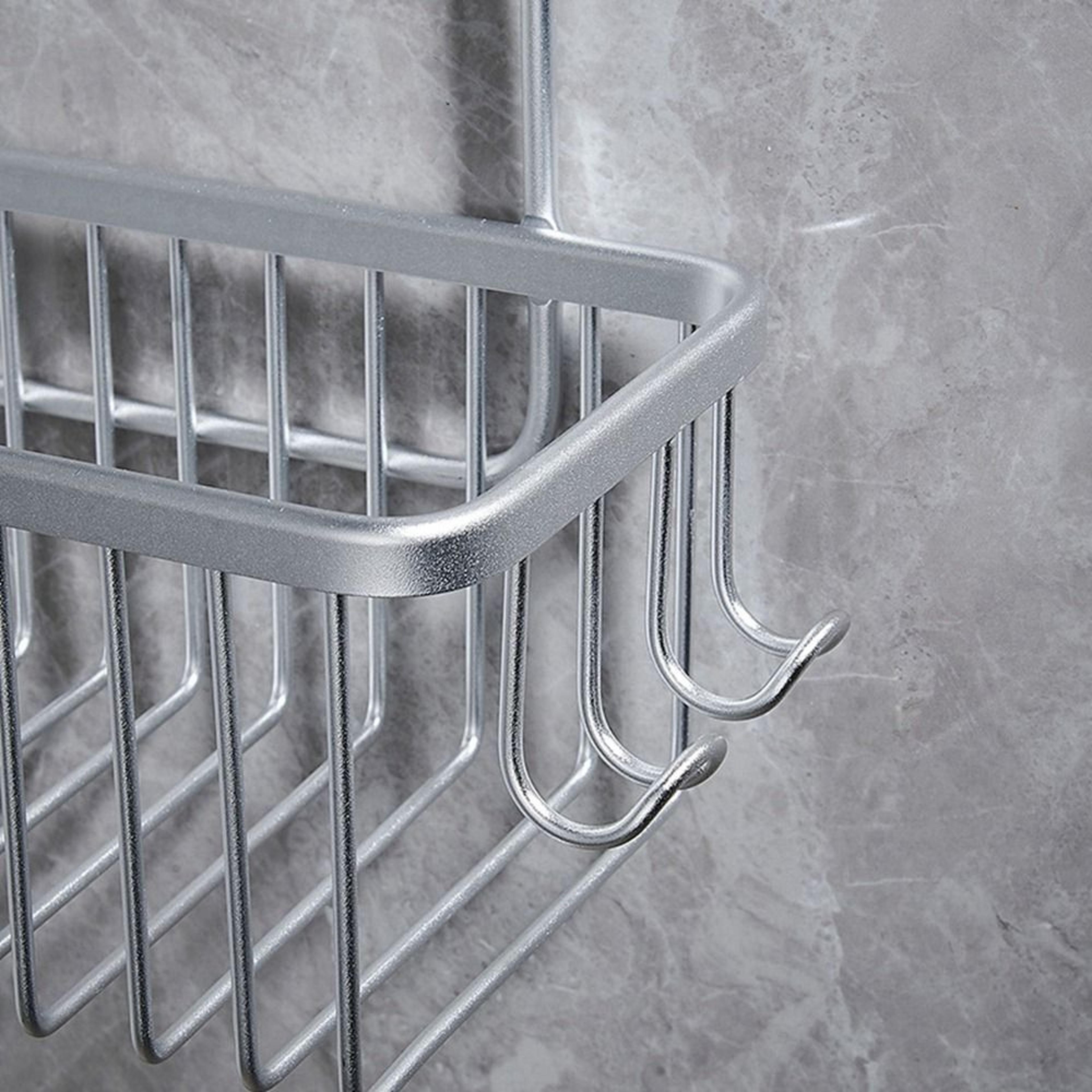 Rustproof Hanging Shower Caddy Organizer With Hooks  Large Capacity Storage Shelf 4