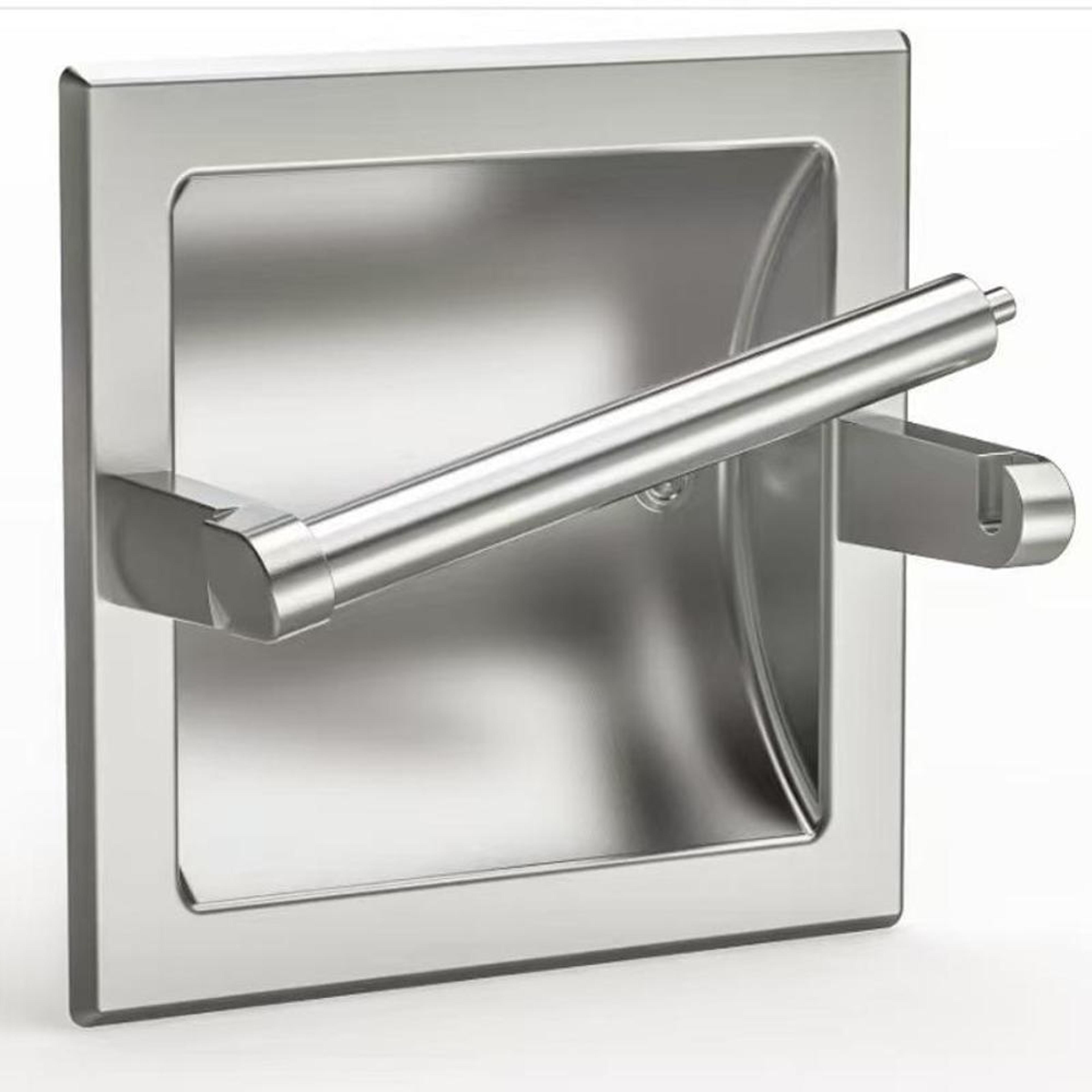 Premium Matte Black Recessed Toilet Paper Holder Wall Mounted Metal Bathroom Roll Dispenser 7