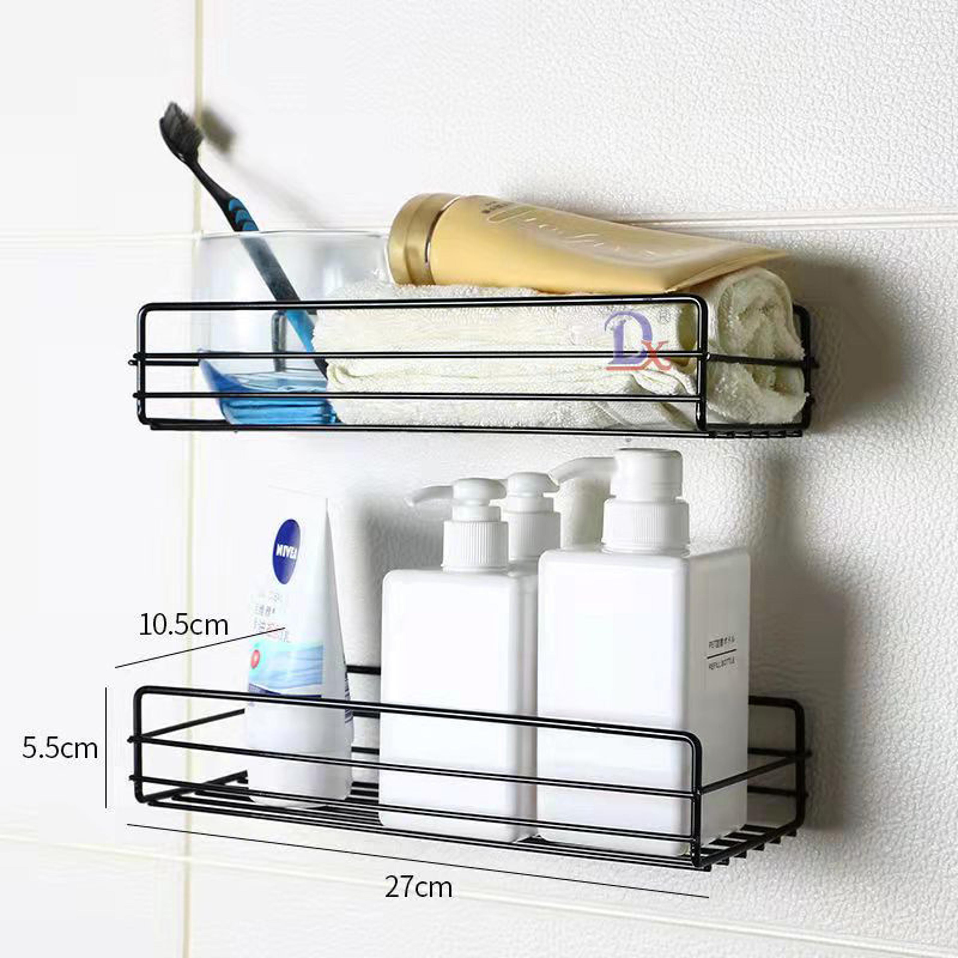 Premium Matte Black Bathroom Corner Shelf Punch Free Wall Mounted Organizer Rack Space Saving Stora 2