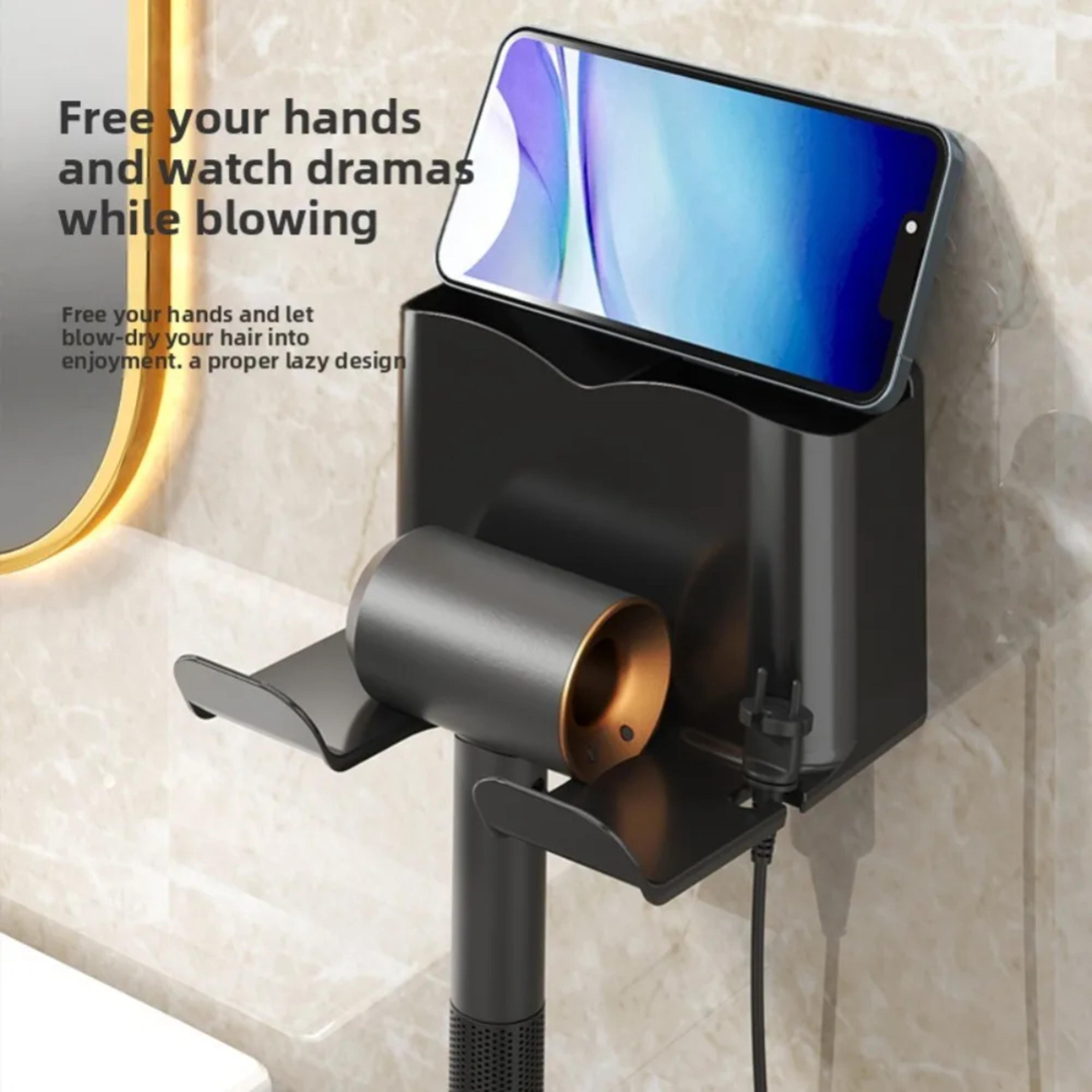 Wall Mount Hair Dryer Holder  Bathroom Organizer Rack 2