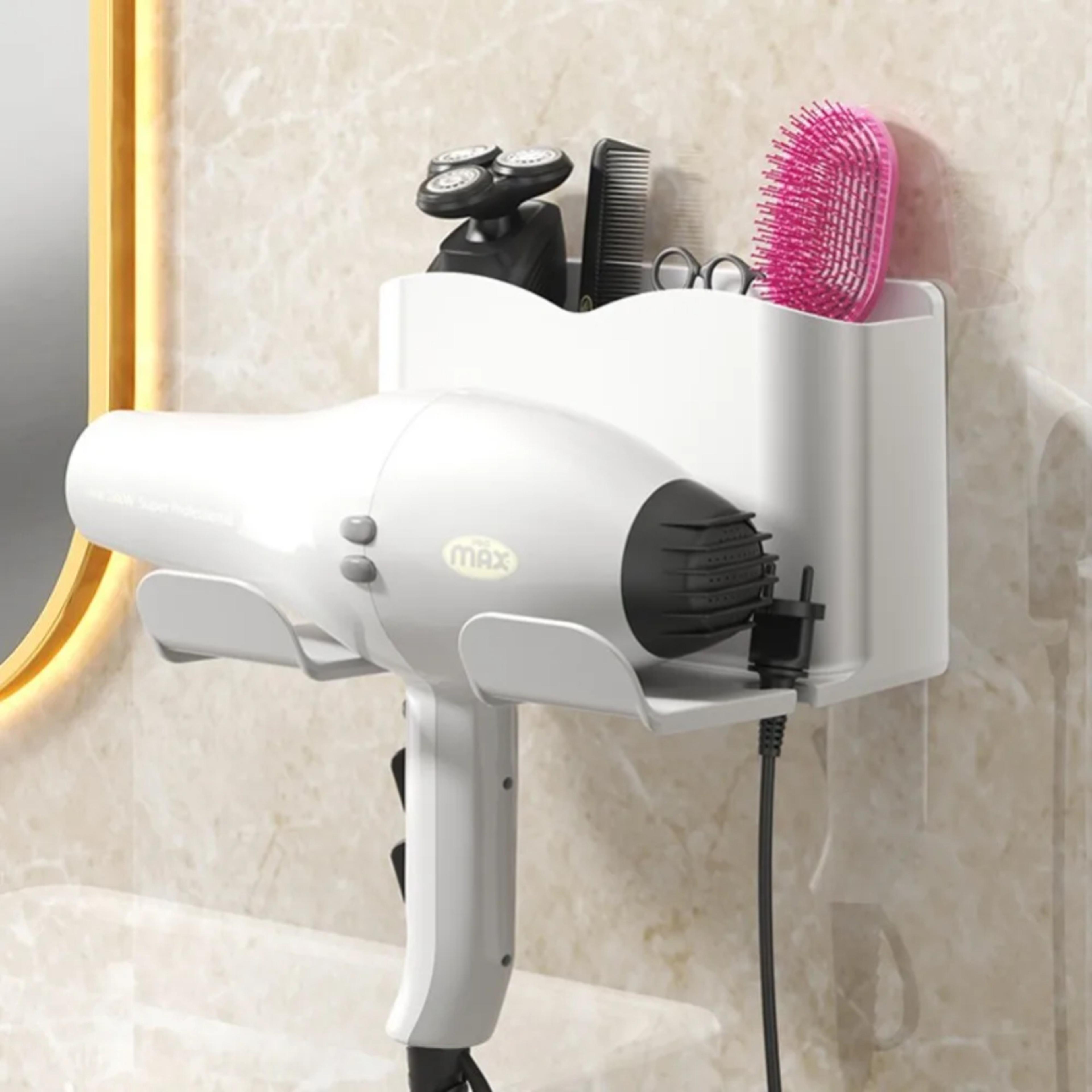 Wall Mount Hair Dryer Holder  Bathroom Organizer Rack 1