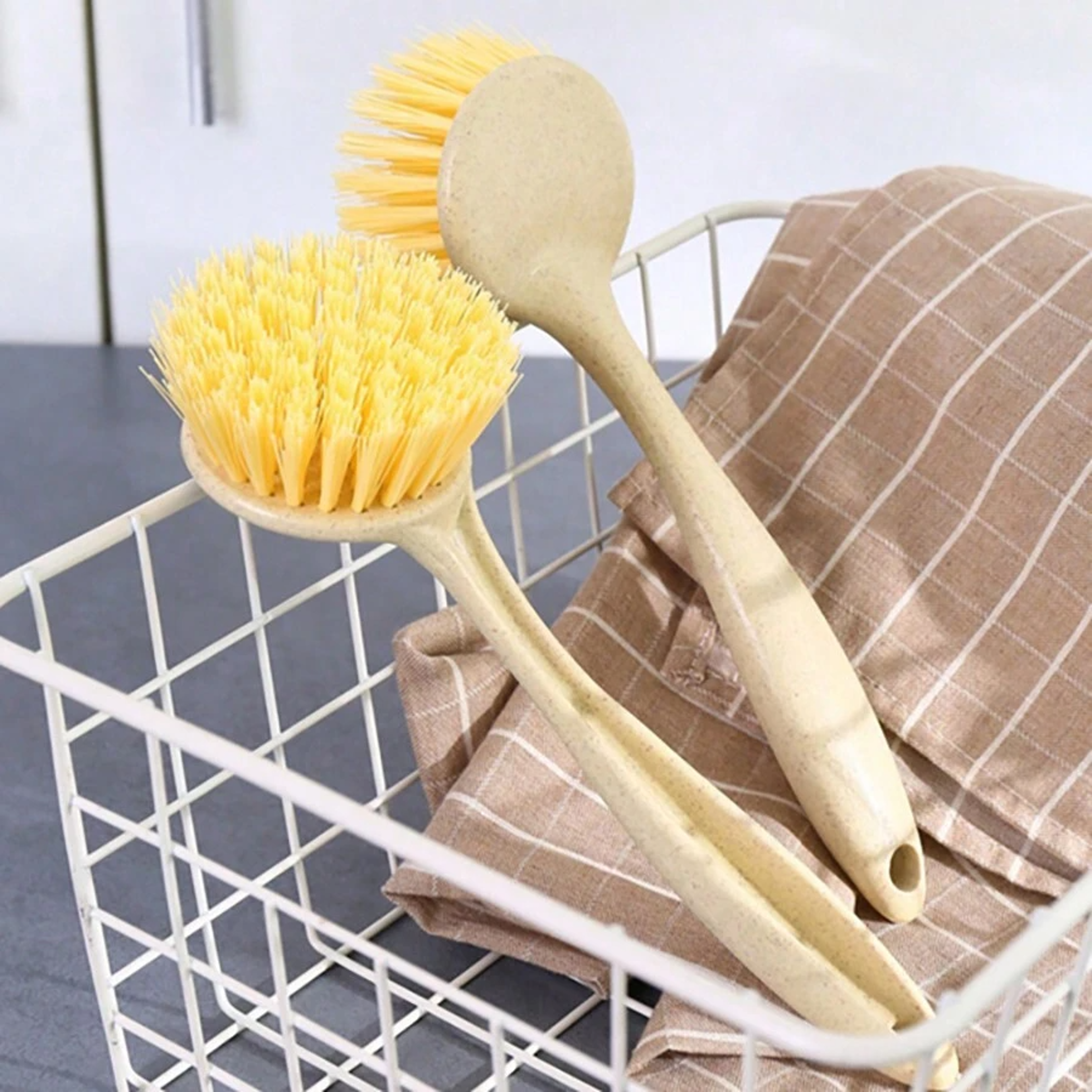 Premium Long Handle Kitchen Pan Cleaning Brush Oil Resistant Dish Scrubber Set 4