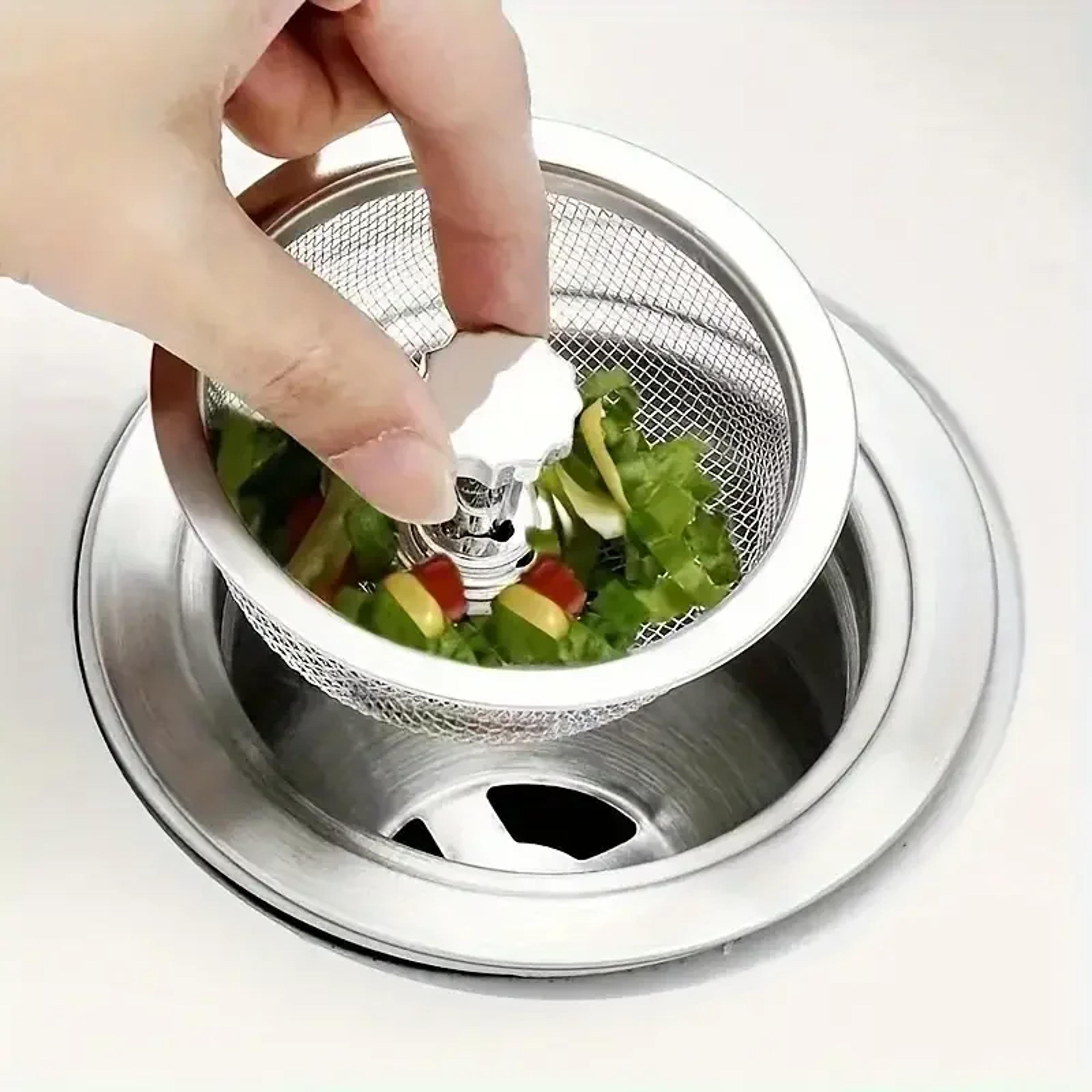Stainless Steel Kitchen Sink Strainer  Stopper Set With Handle AntiClog Drain Basket Filter 2