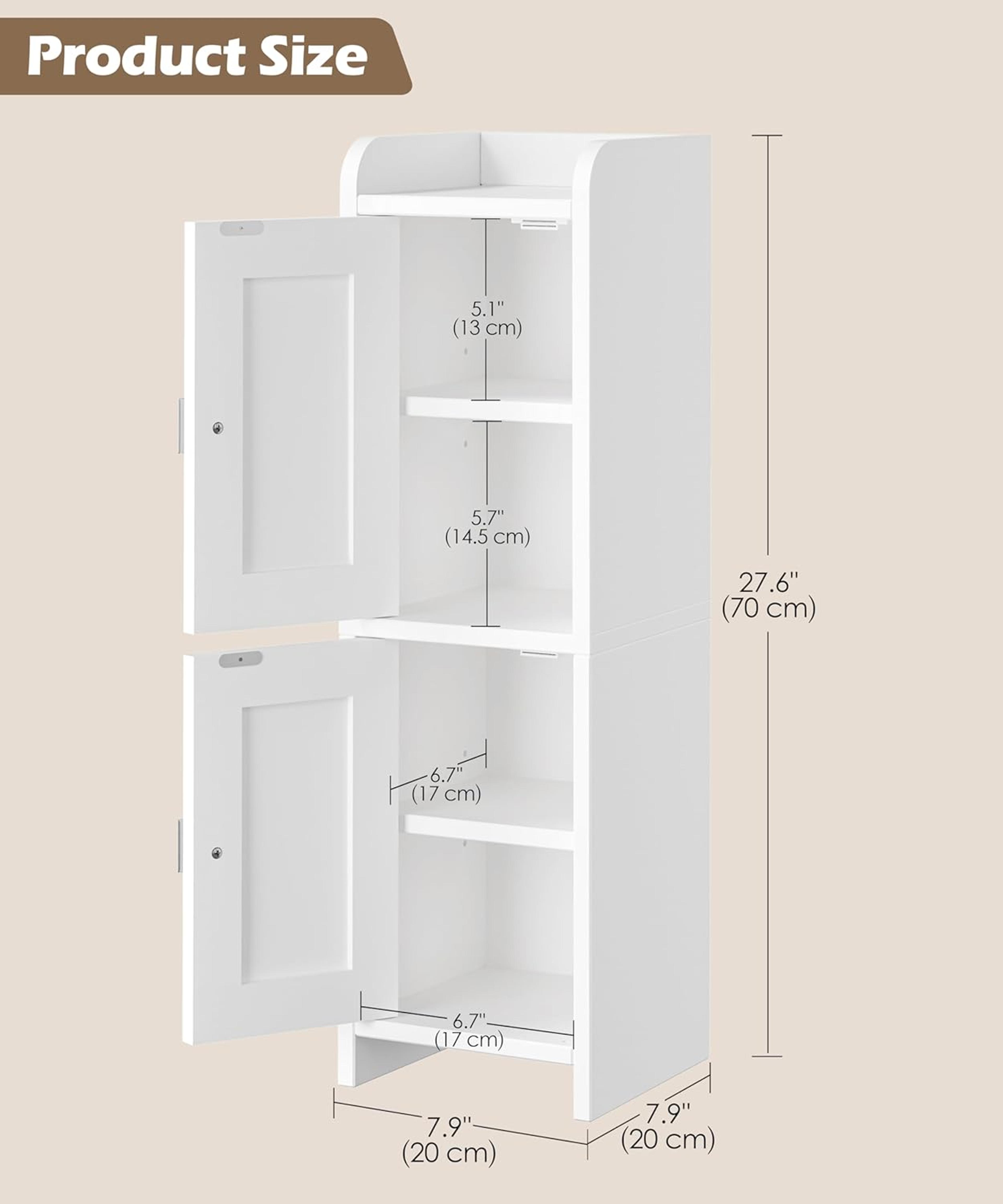 SlimSpace Narrow Bathroom Cabinet With Adjustable Shelves  Dual Door Hidden Storage 1
