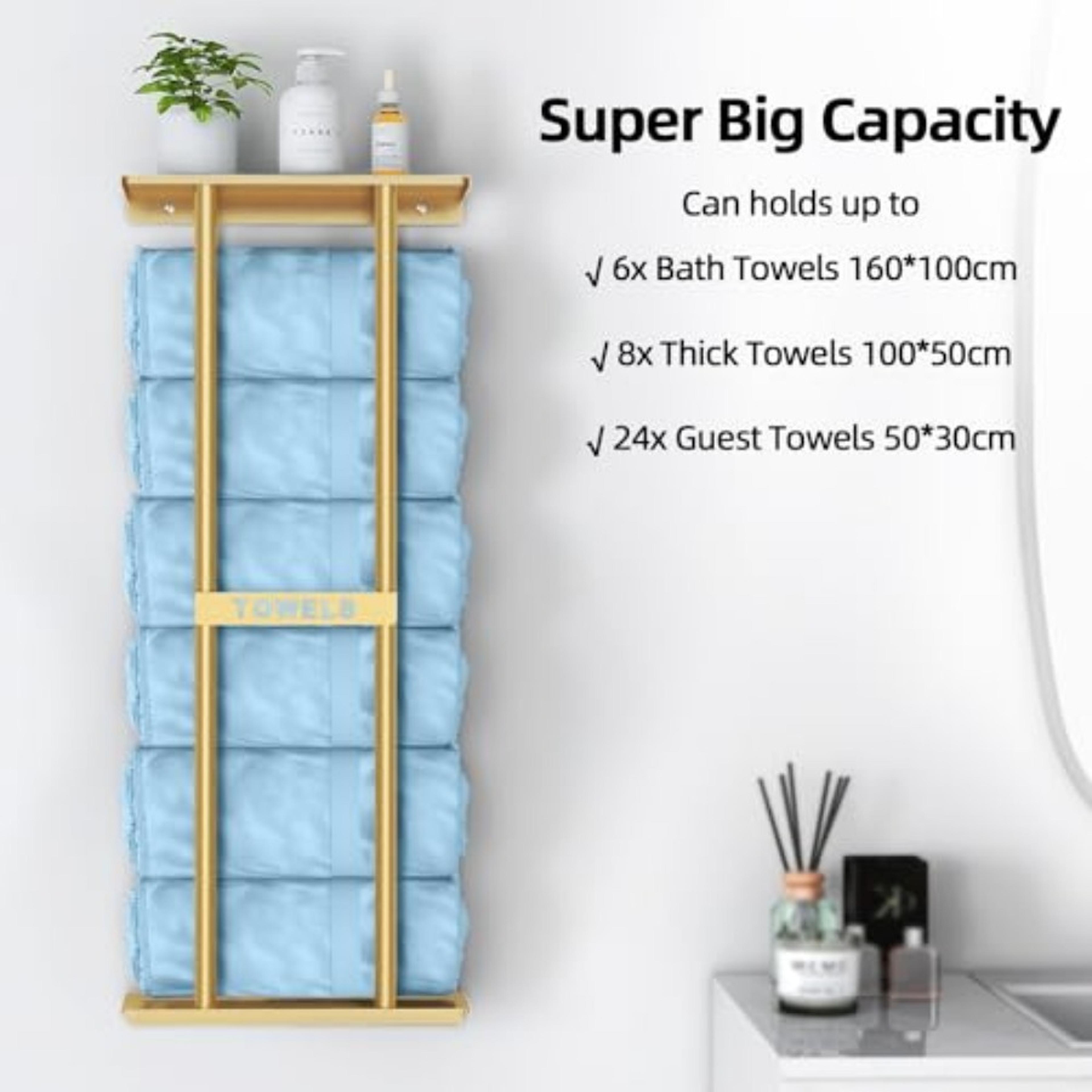 Premium Wall Mounted Towel Rack With Shelf Space Saving Bathroom Towel Storage  Organizer 3