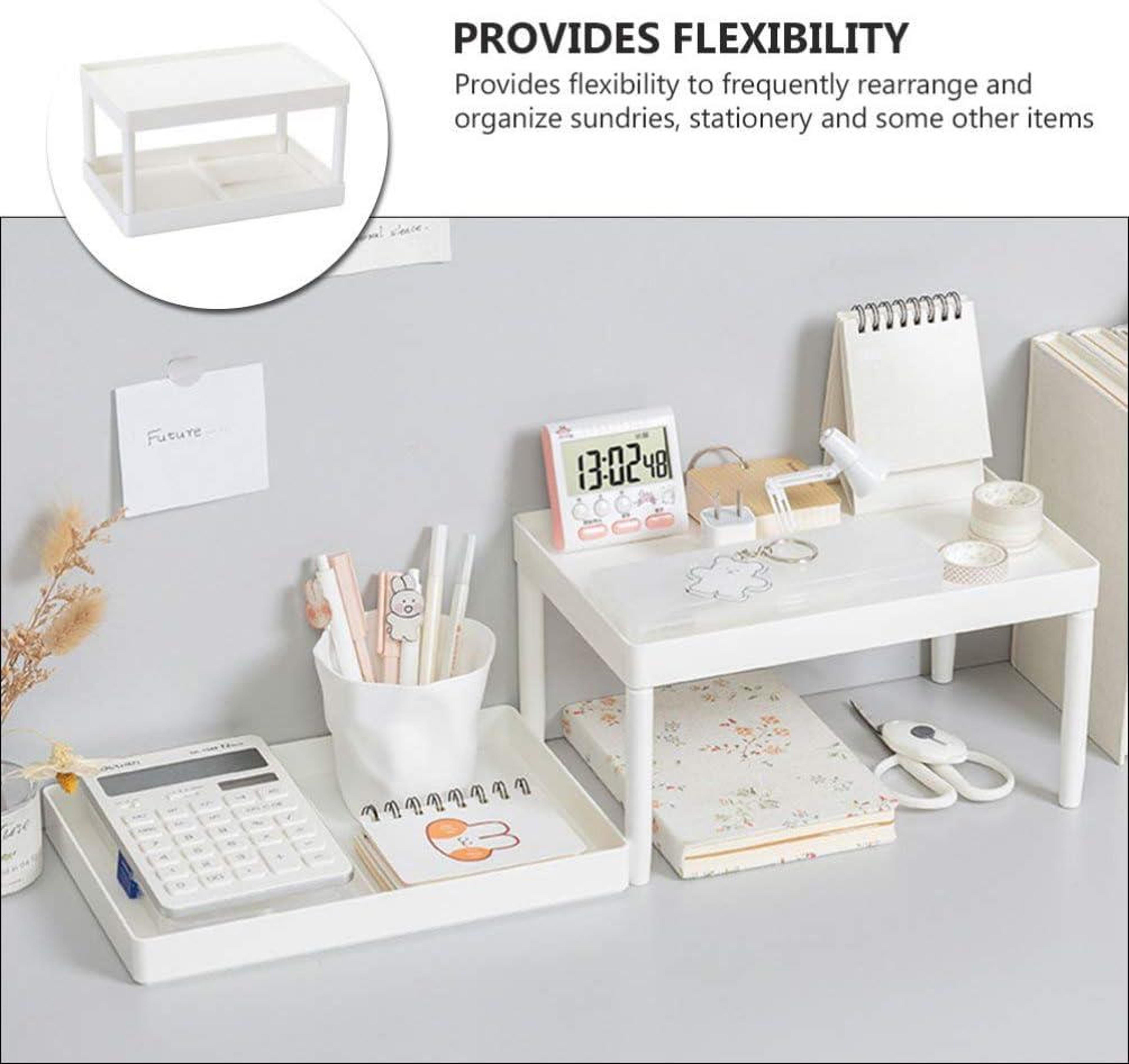 Double Layer Desk Organizer Rack For Office Supplies Stationery  Dorm Storage 3