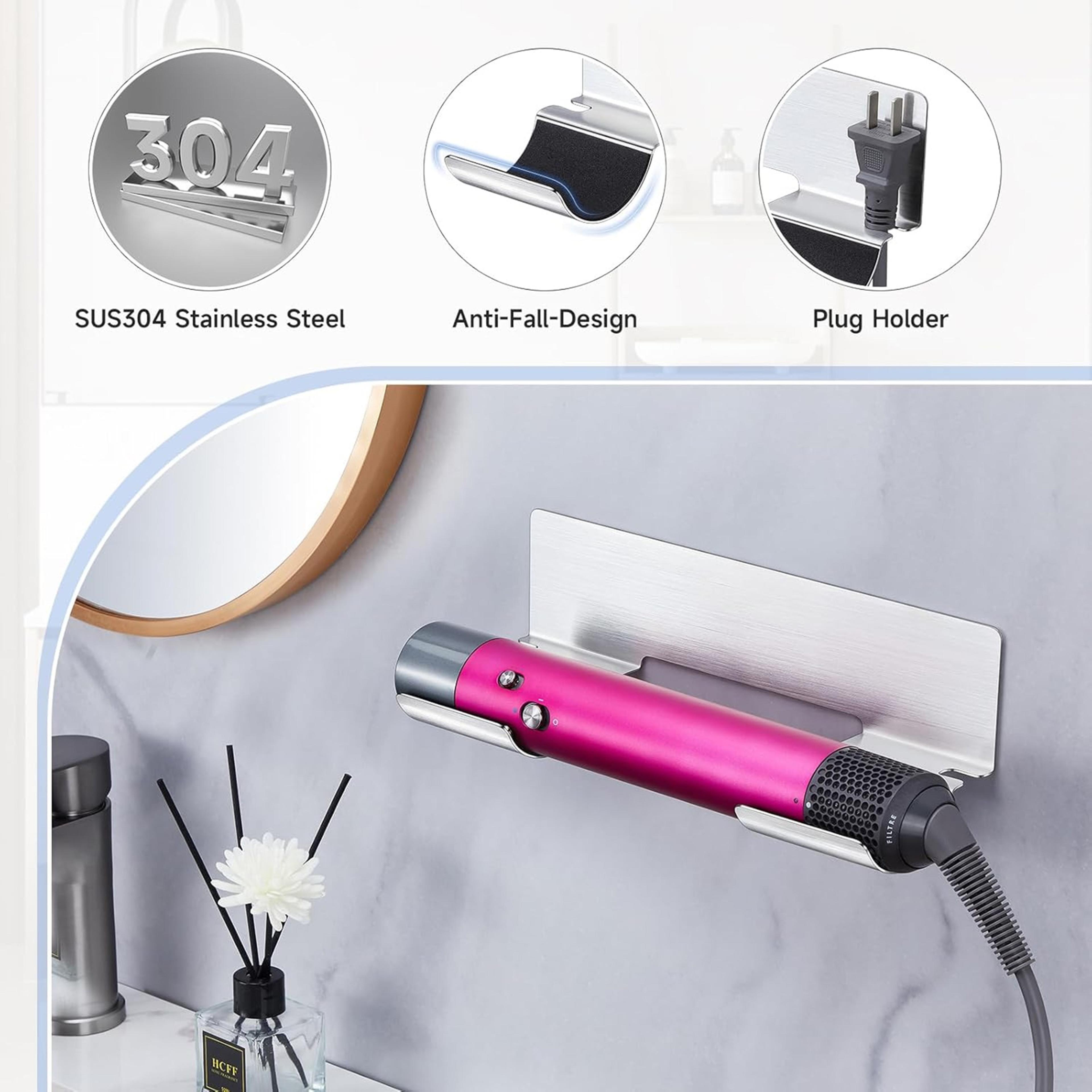 Premium Stainless Steel Hair Dryer Holder Space Saving Wall Mount Hair Dryer Holder  Bathroom Organ 1