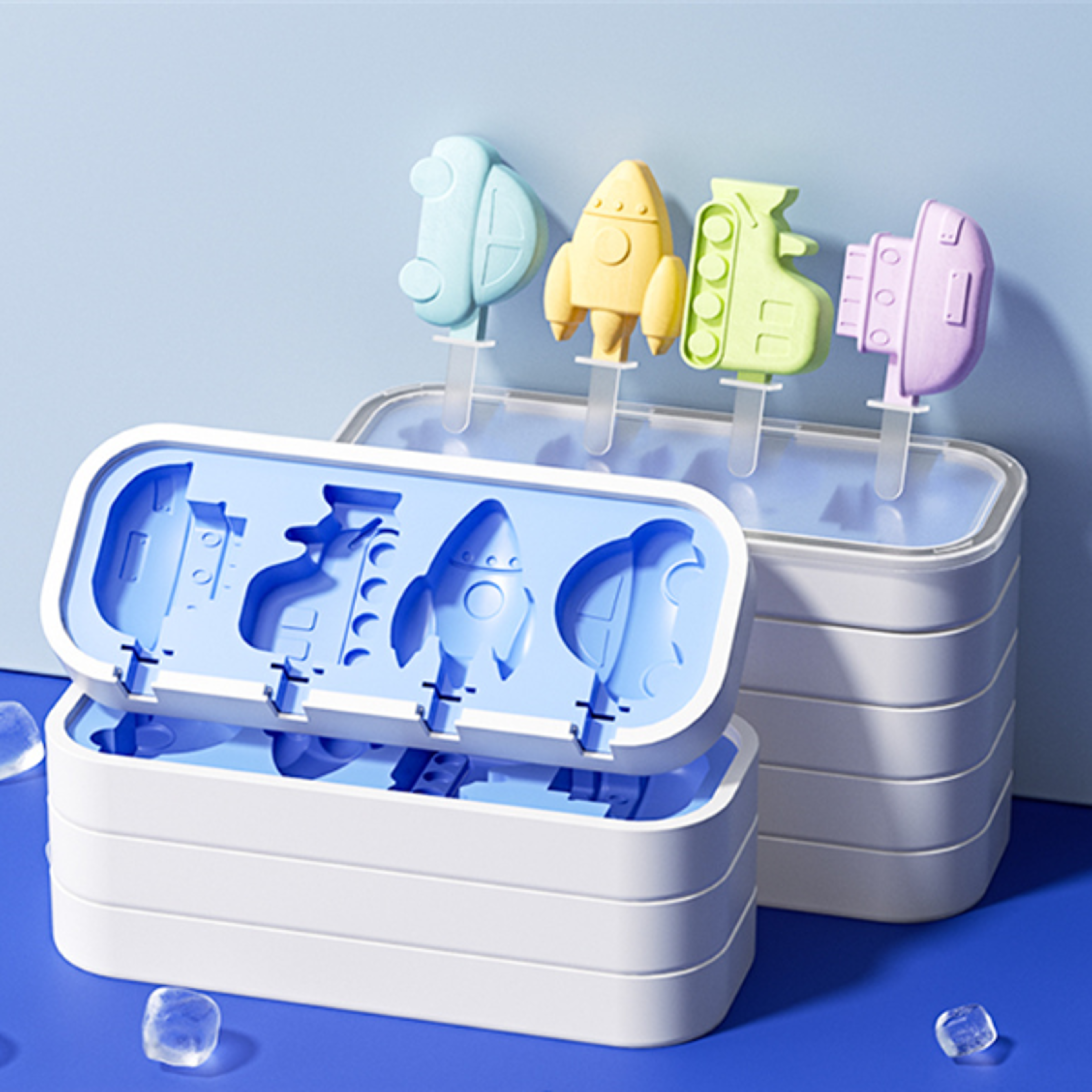 easy release silicone popsicle mold set for homemade ice cream & frozen treats