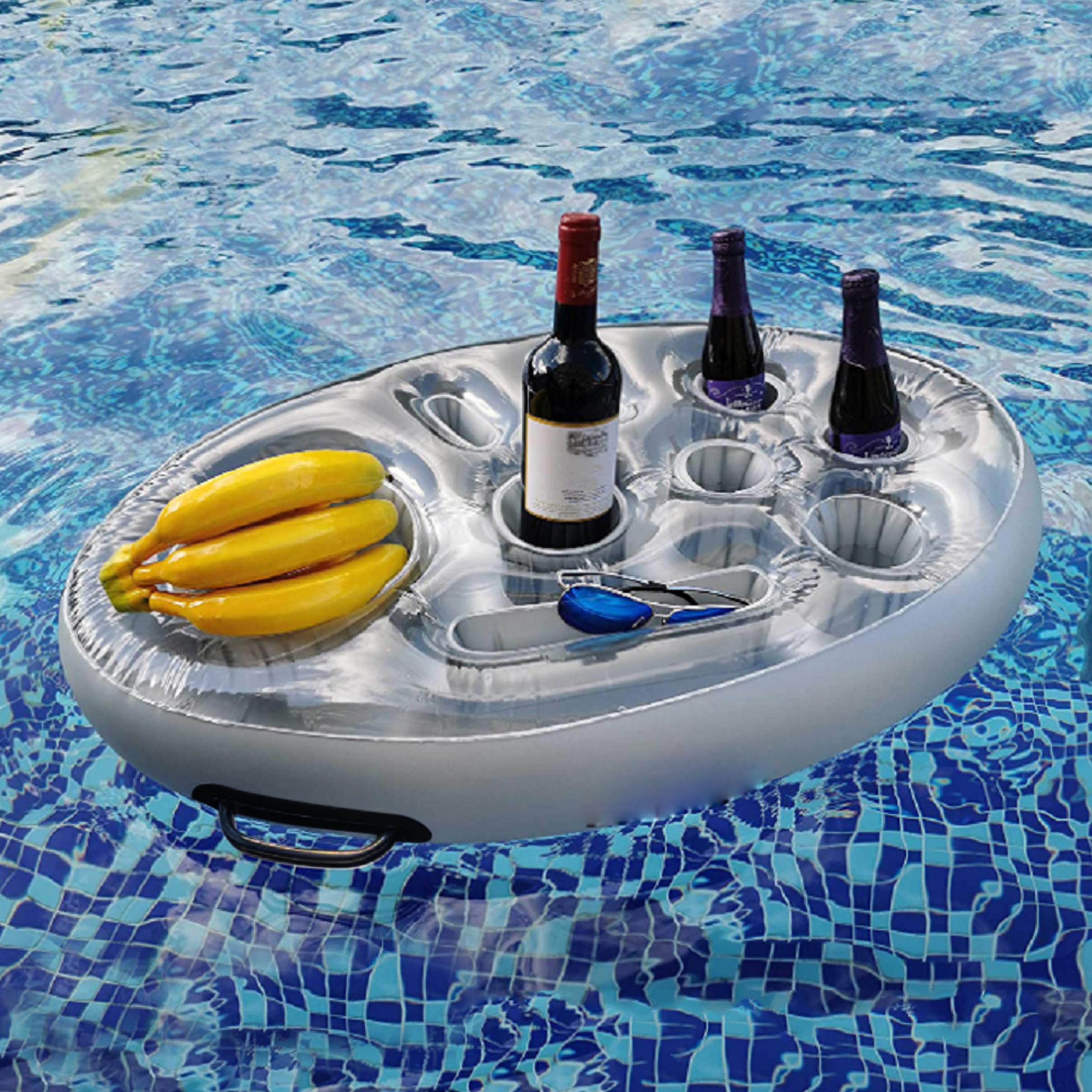 Inflatable Pool Float Drink Holder And Floating Drink Cooler Tray 2