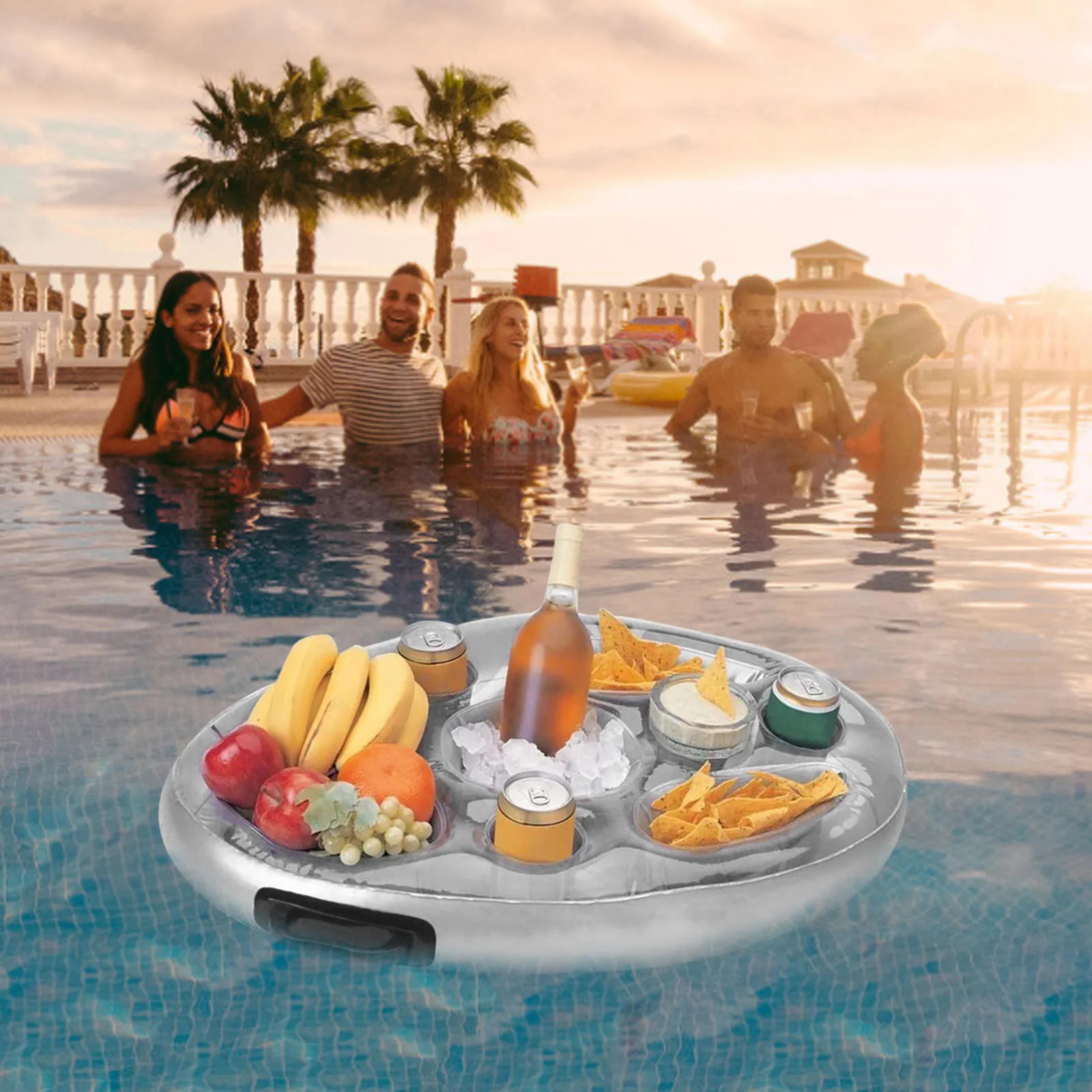 Inflatable Pool Float Drink Holder And Floating Drink Cooler Tray 3