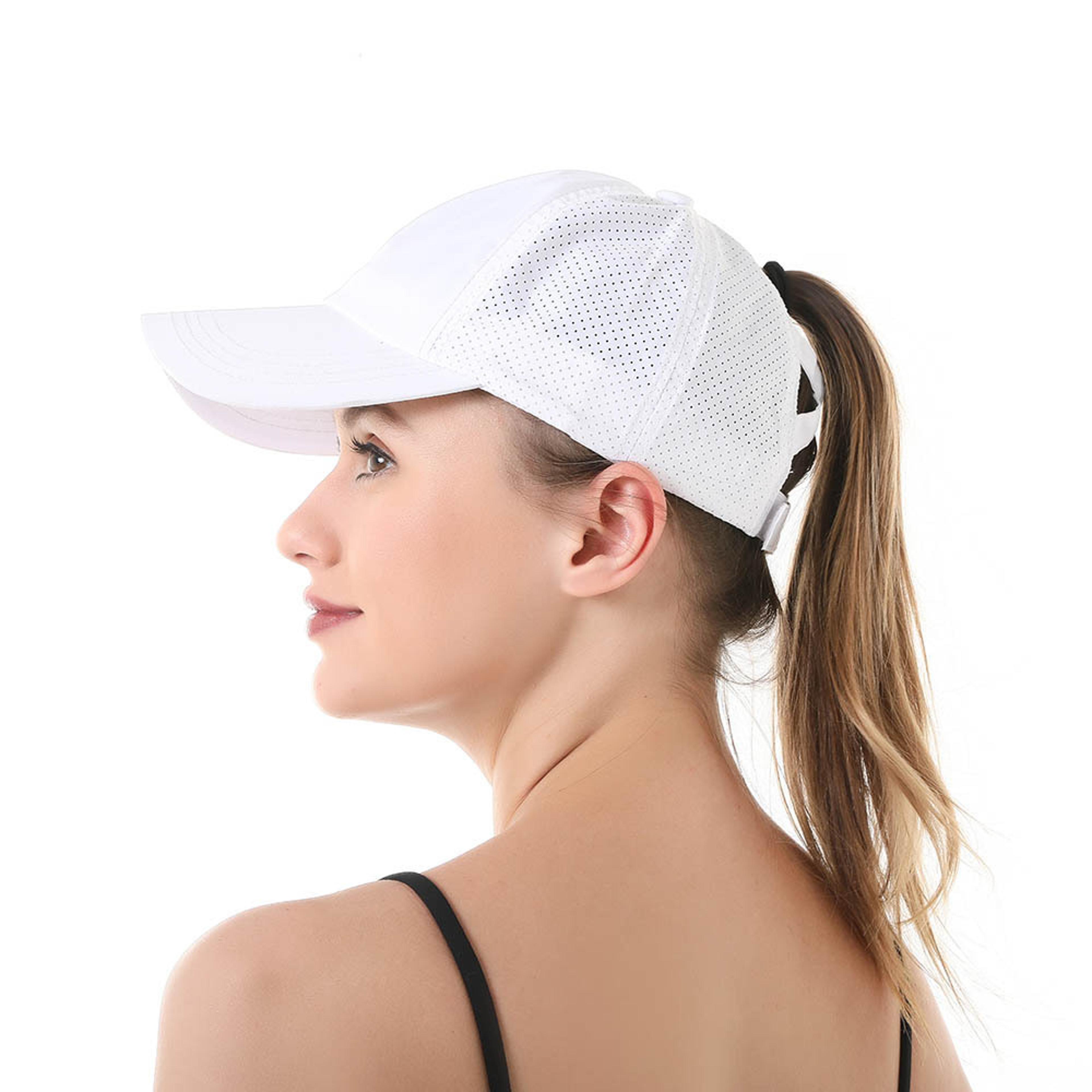 summer women ponytail baseball cap quick dry mesh sports hat with sun visor